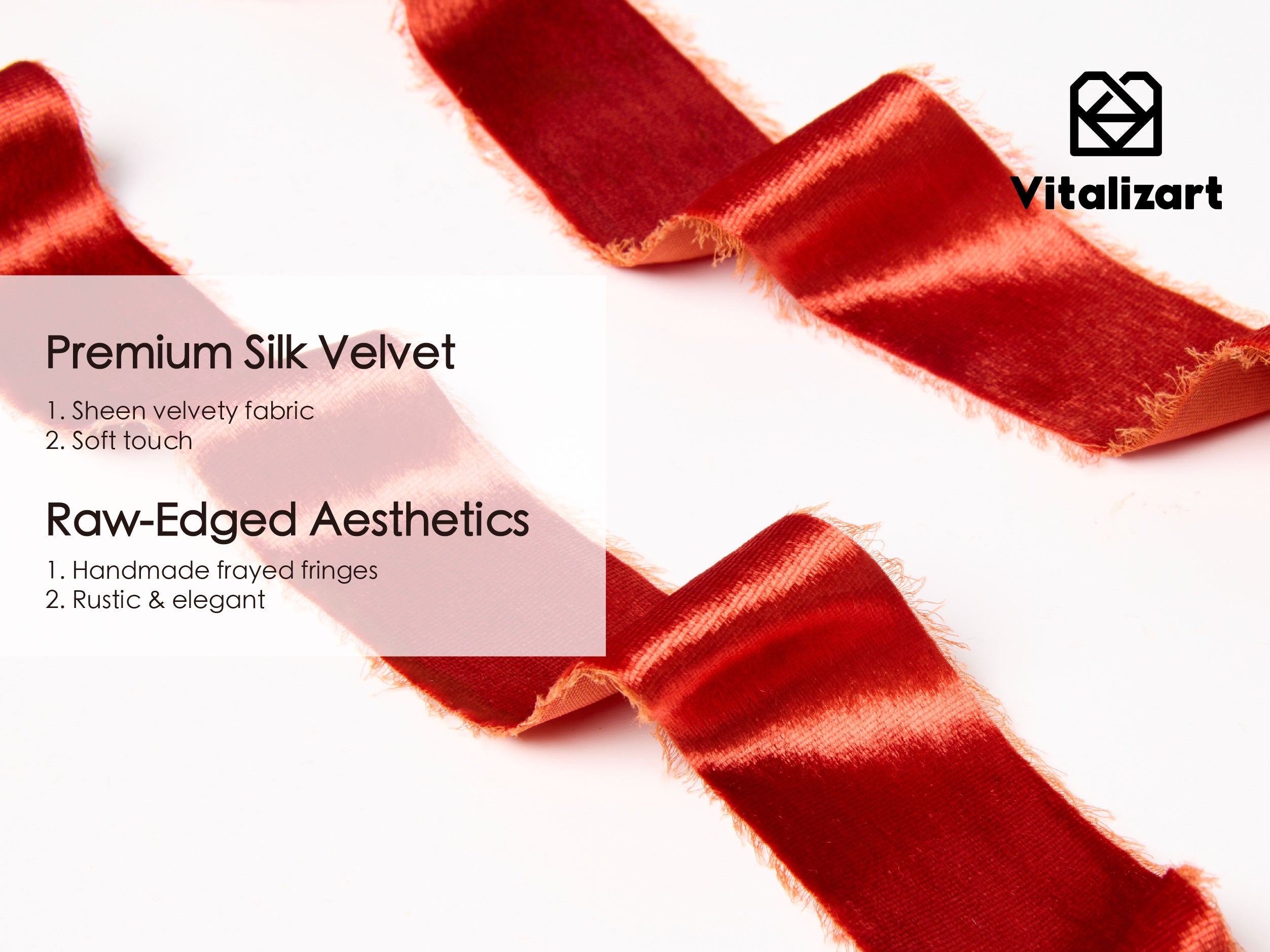 Frayed Edges Glossy Velvet Ribbon For Christmas 1.5
