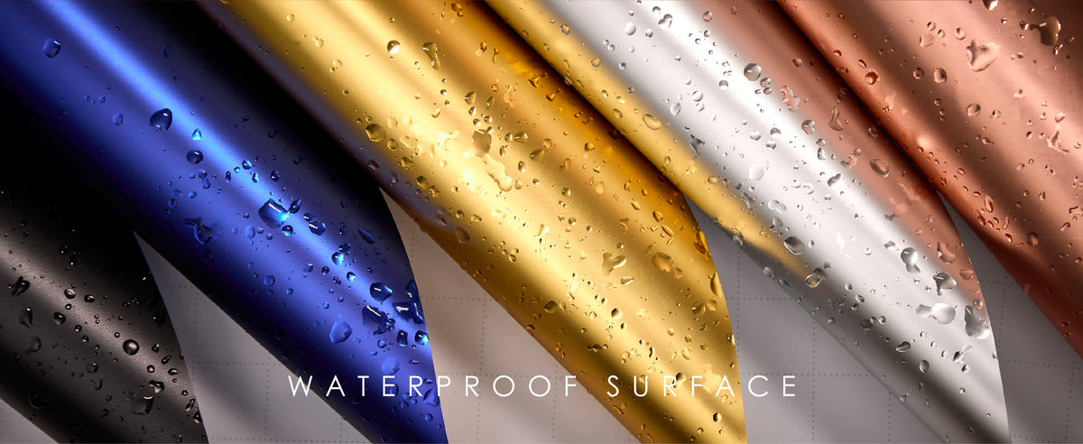 Water-resistant matte metallic wrapping paper in multiple colors