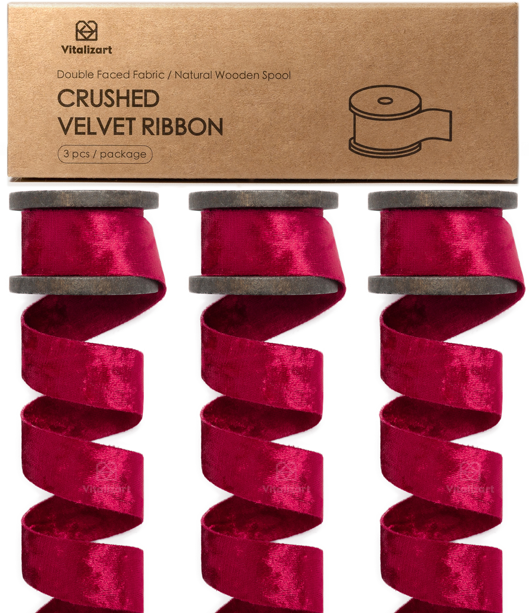Deluxe Velvet Ribbon Set With Wooden Spool 1