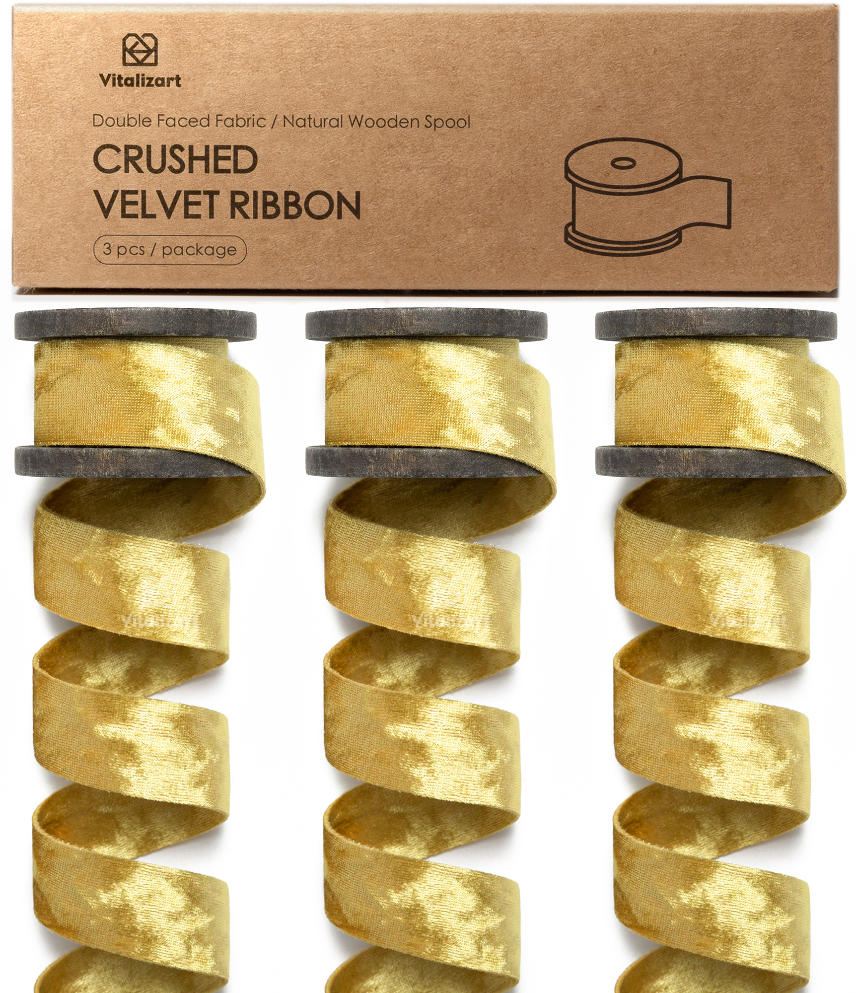Deluxe Velvet Ribbon Set With Wooden Spool 1