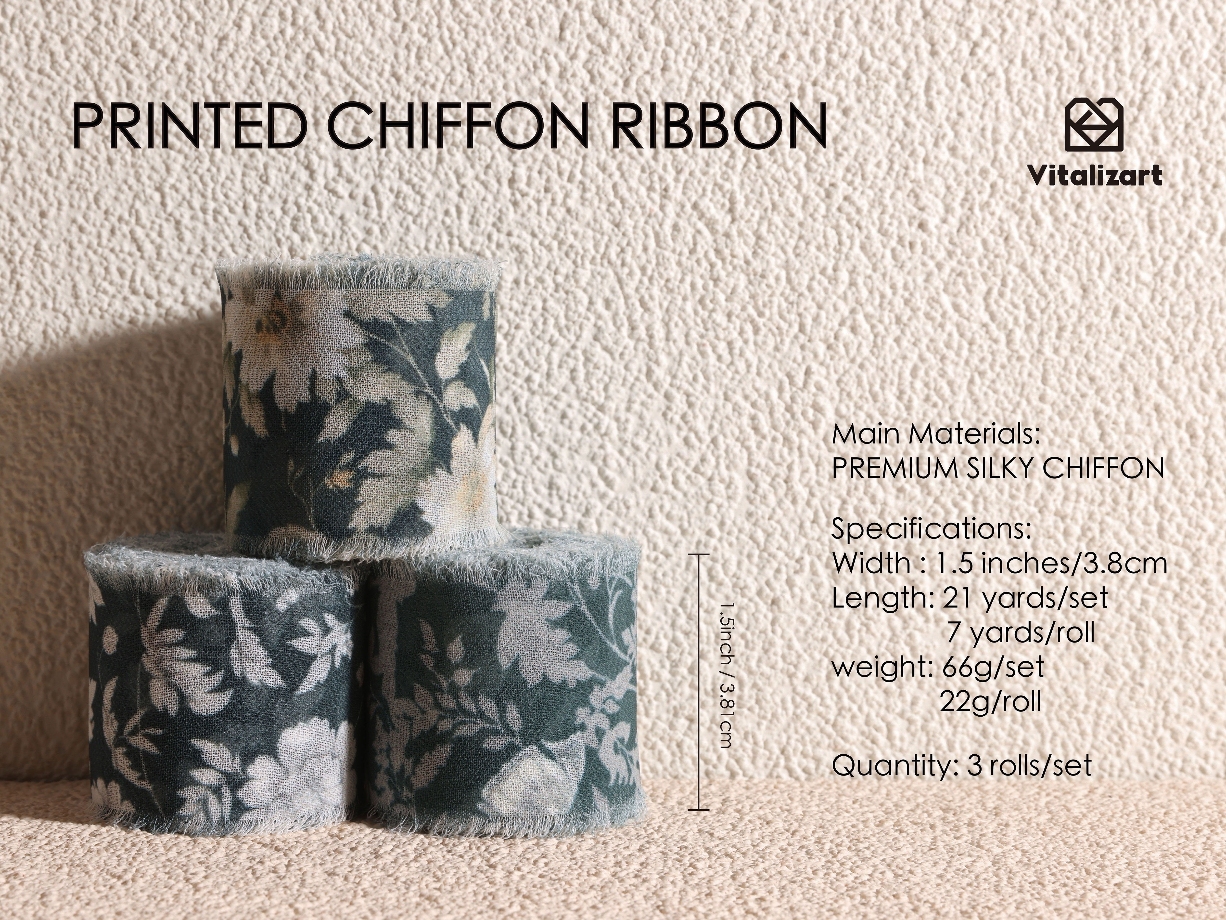 Printed Frayed Ribbon 1 1/2