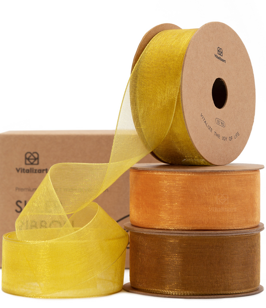 Organza Sheer Ribbon 1“ x 30 Yd (Gold Set)