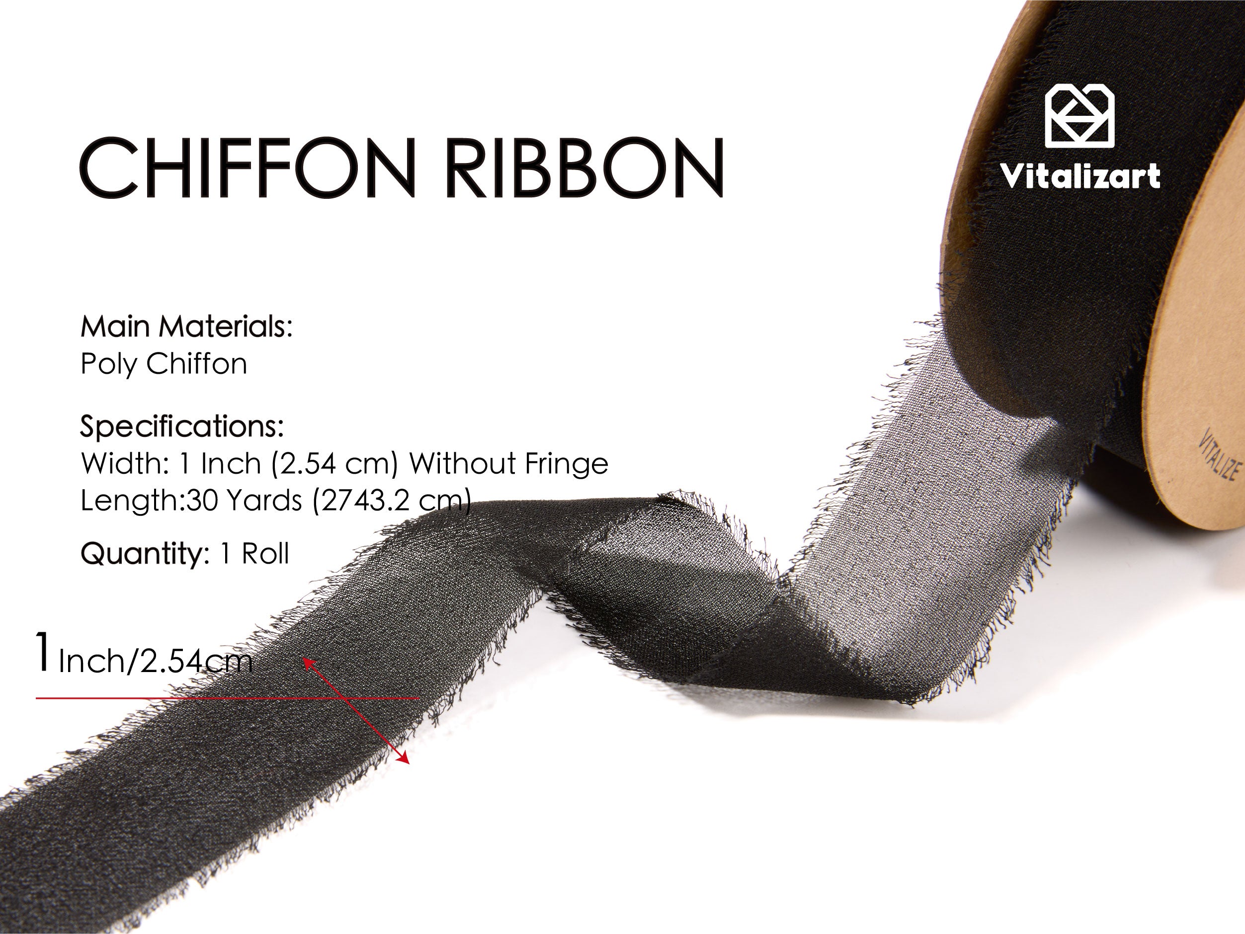 Fringe Chiffon Silk Ribbon 1 Roll 1