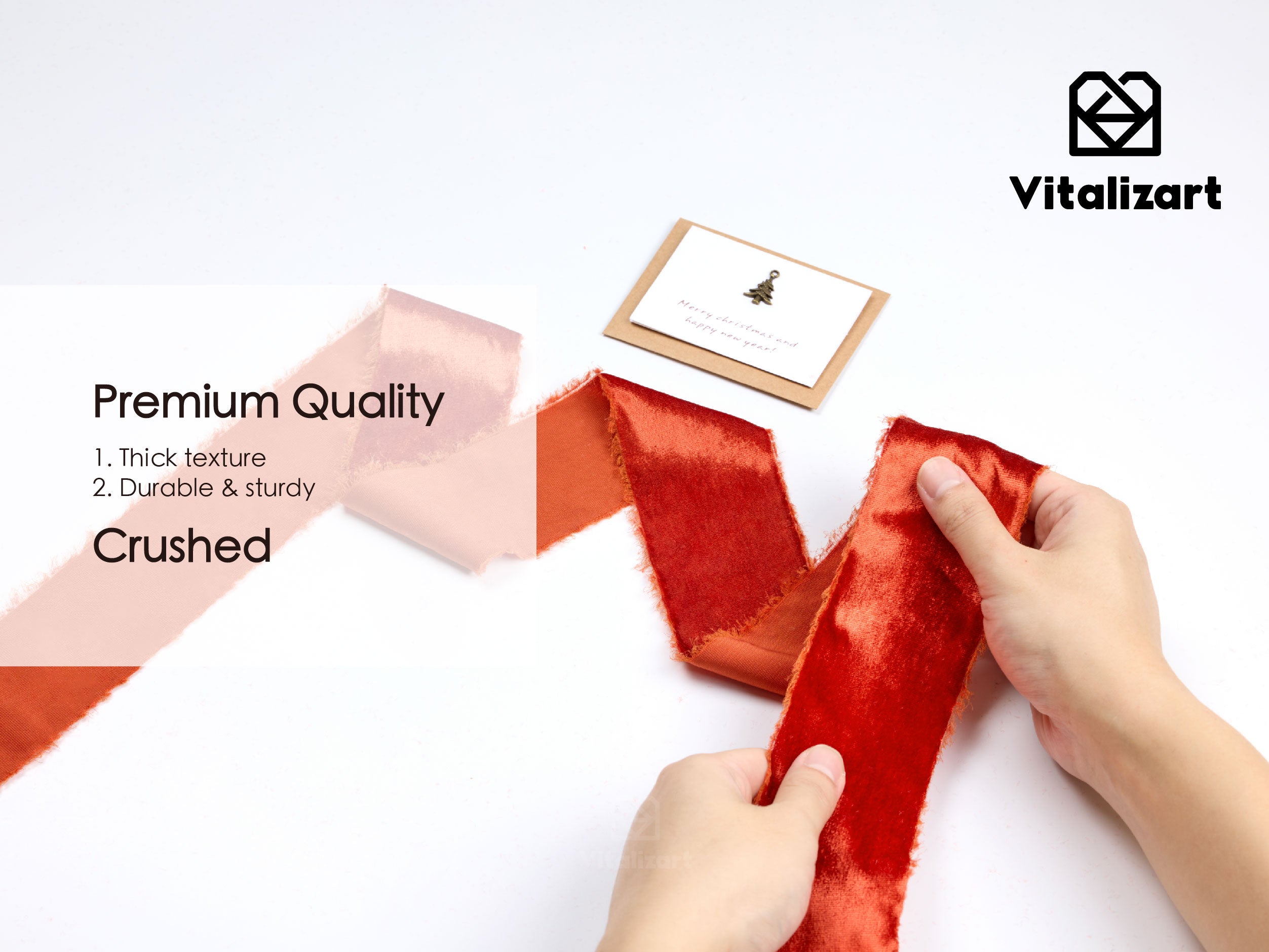 Frayed Edges Glossy Velvet Ribbon For Christmas 2.5