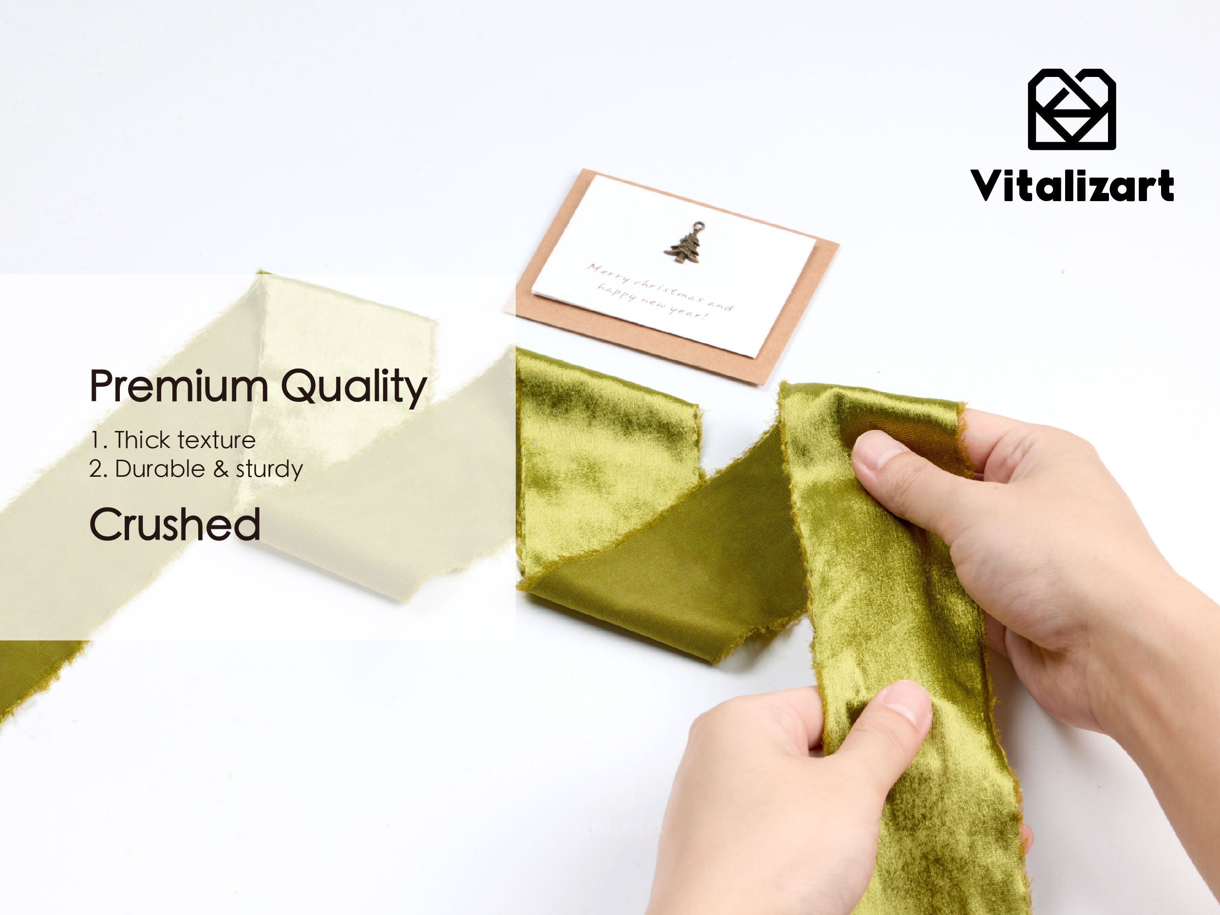 Frayed Edges Glossy Velvet Ribbon For Christmas 2.5