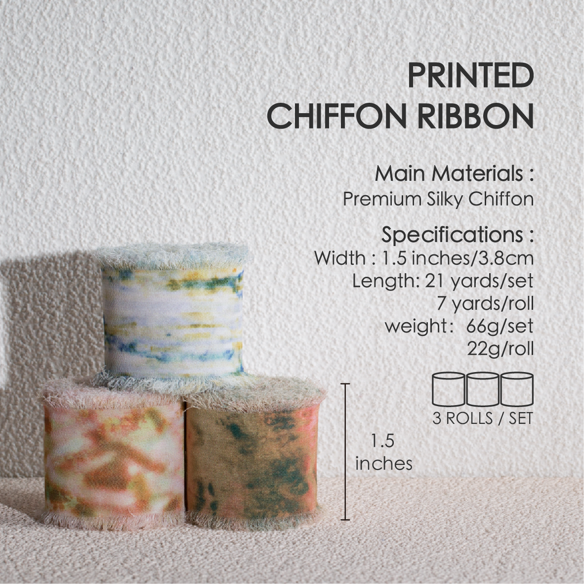 Printed Frayed Ribbon 1 1/2