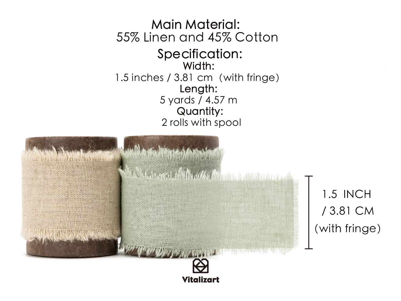 Cotton Linen Ribbon 1.5