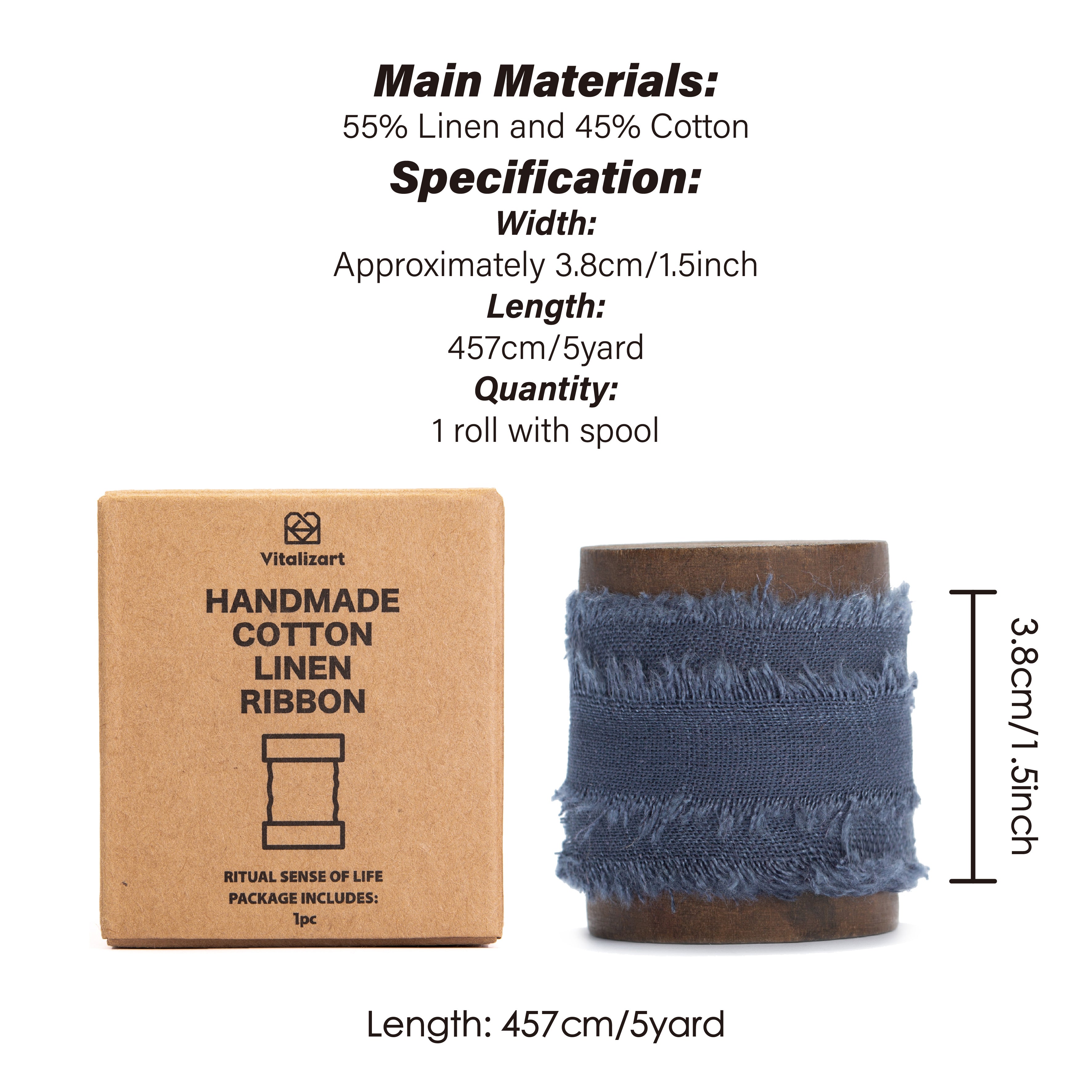 Cotton Linen Ribbon 1.5