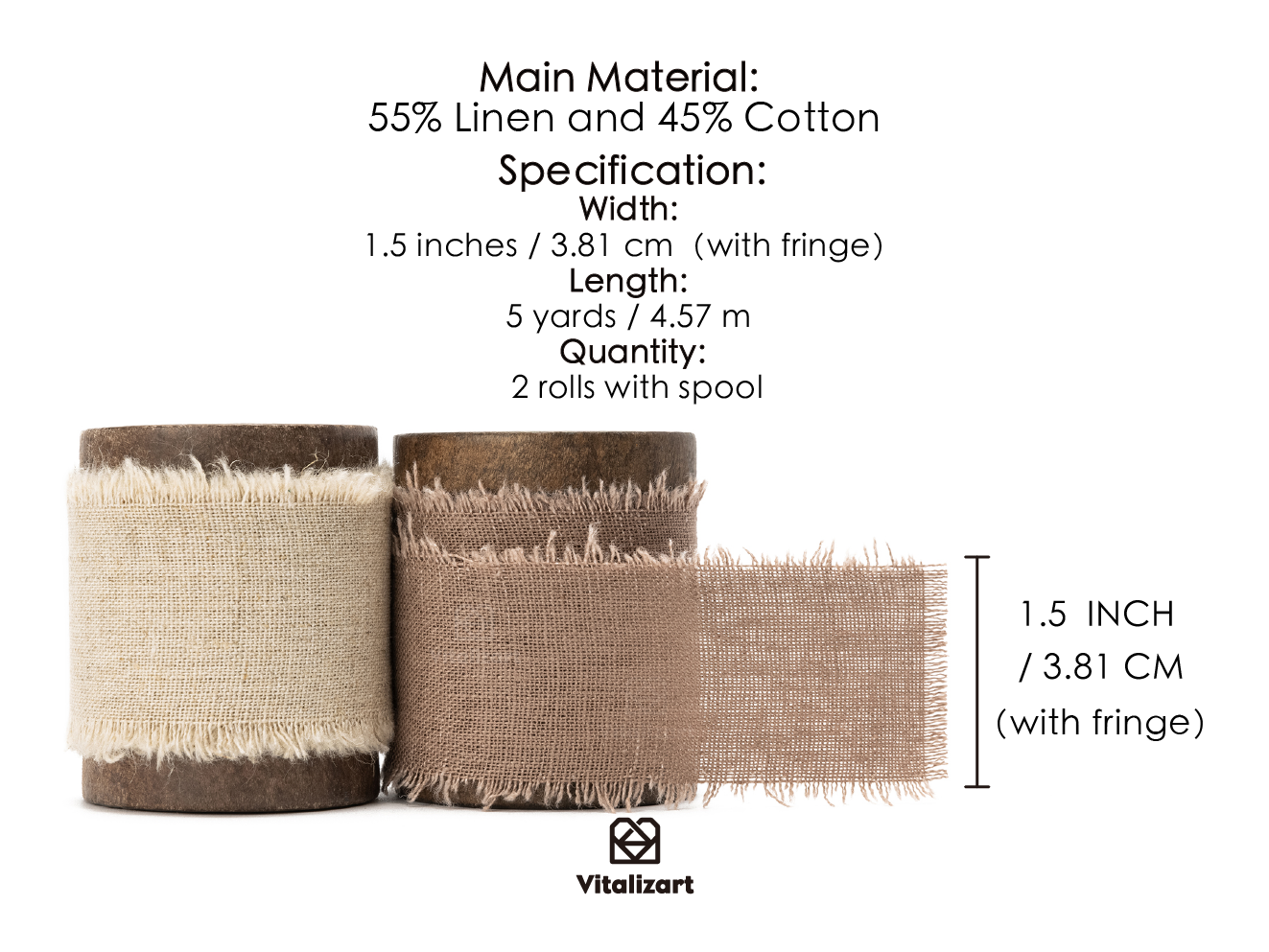 Cotton Linen Ribbon 1.5