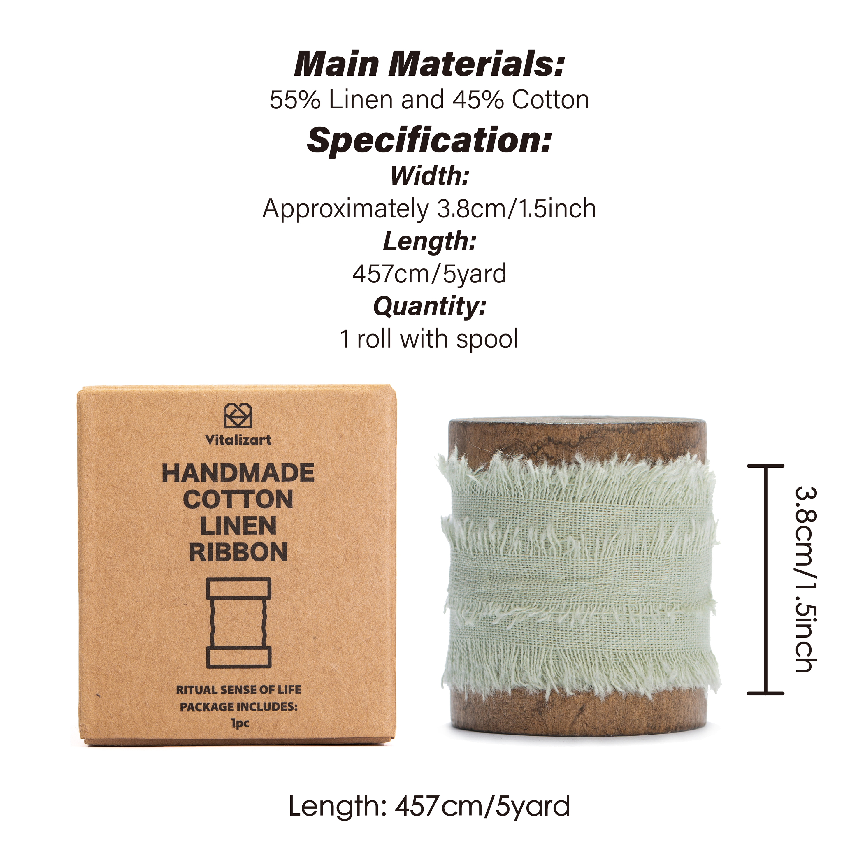 Cotton Linen Ribbon 1.5