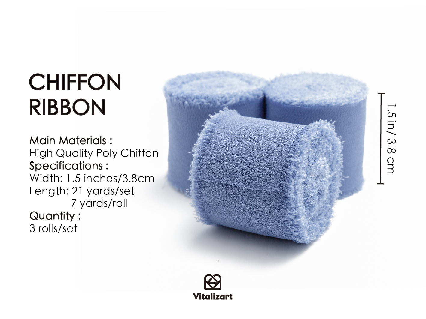 Fringe Chiffon Silk Ribbon 1.5