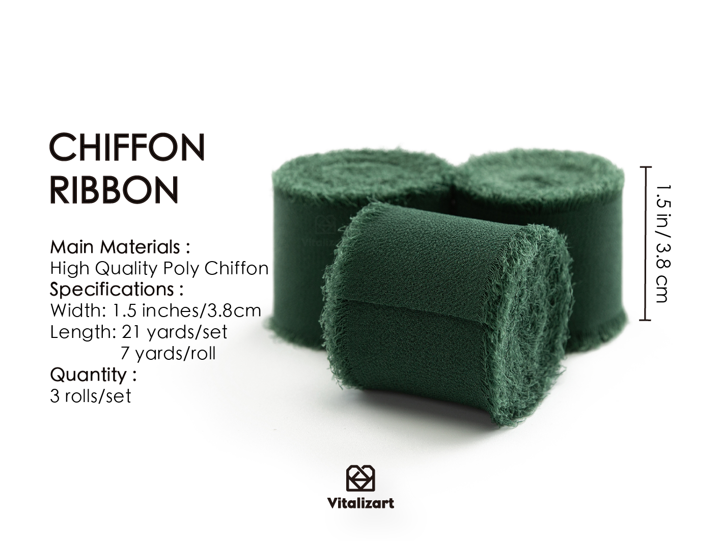 Fringe Chiffon Silk Ribbon 1.5