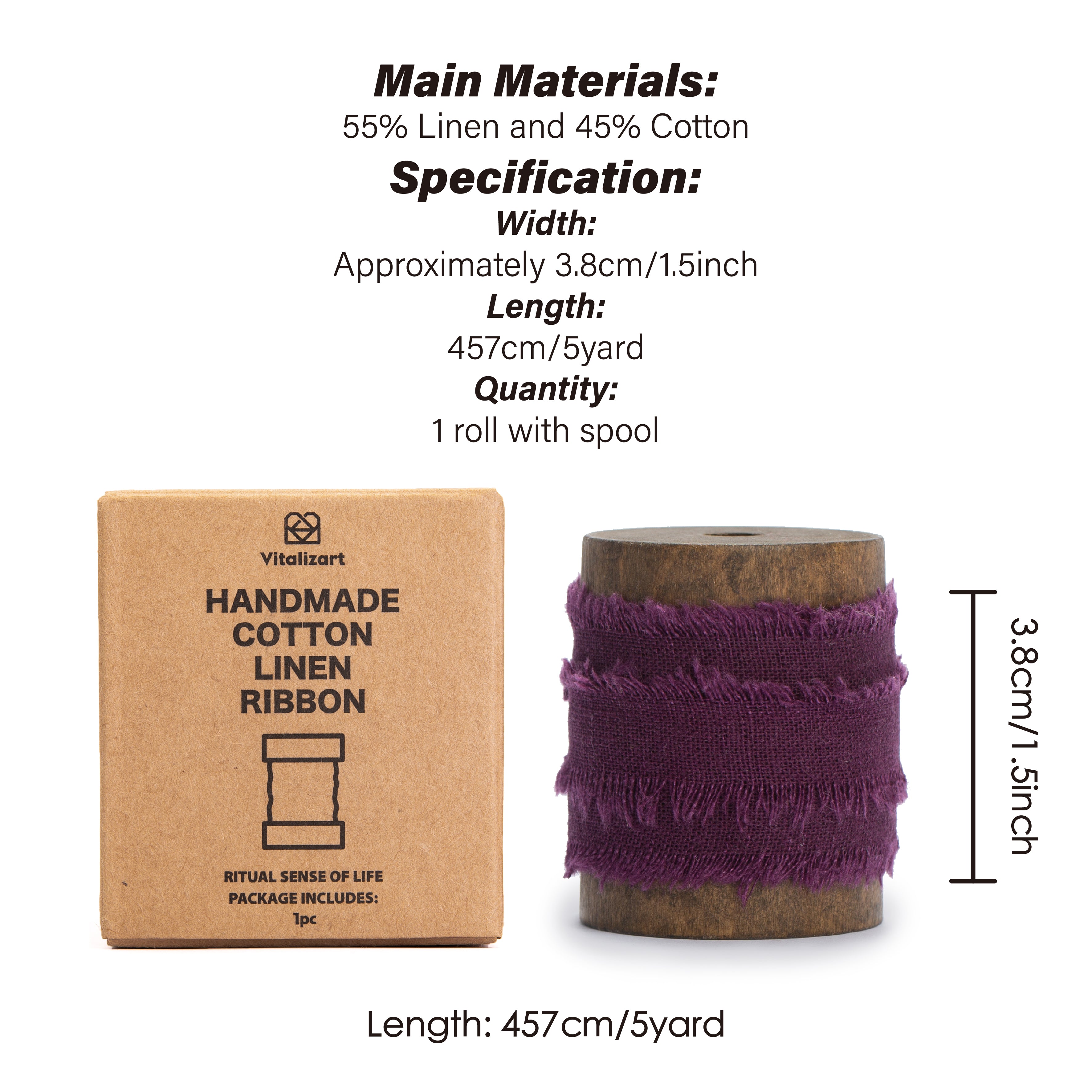 Cotton Linen Ribbon 1.5