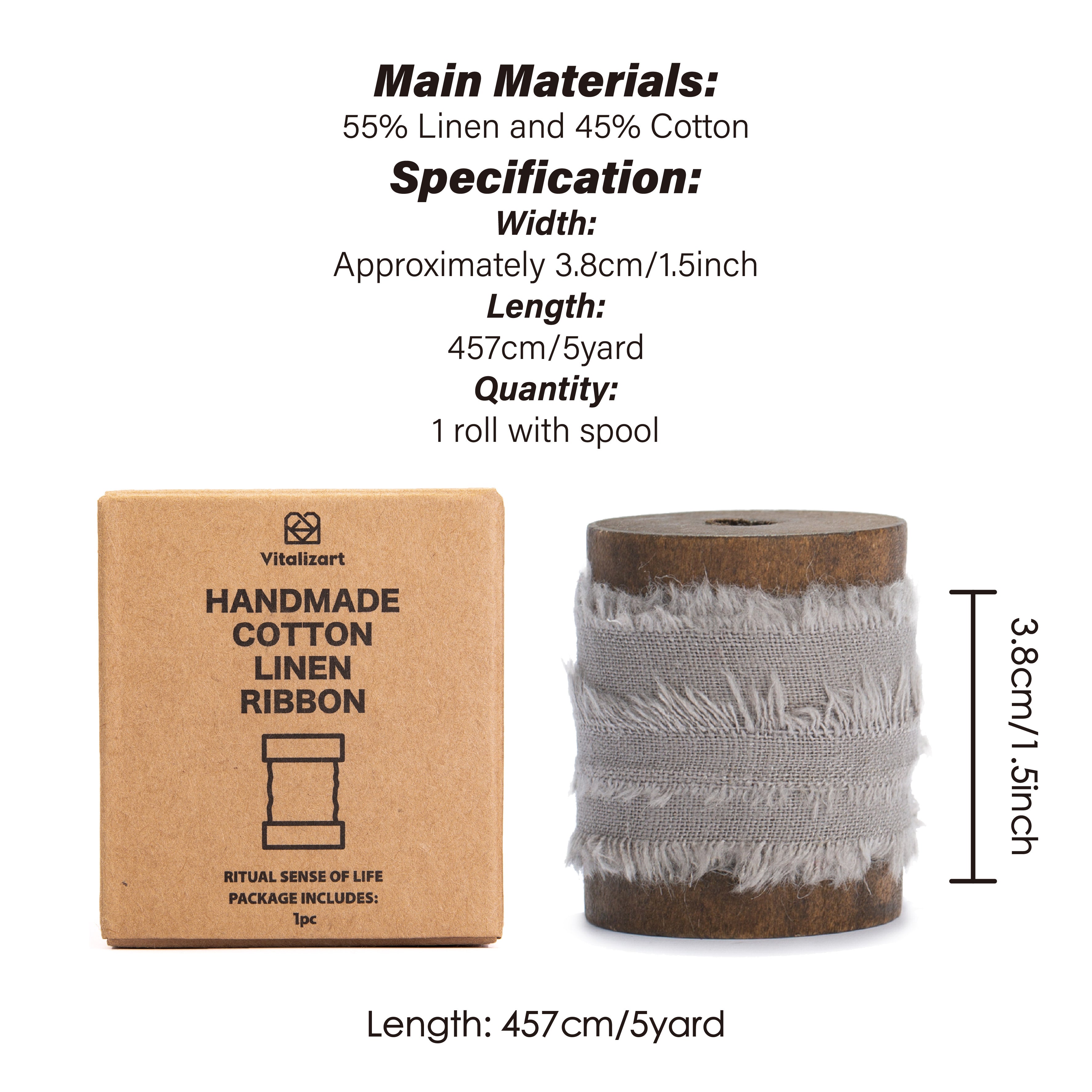 Cotton Linen Ribbon 1.5