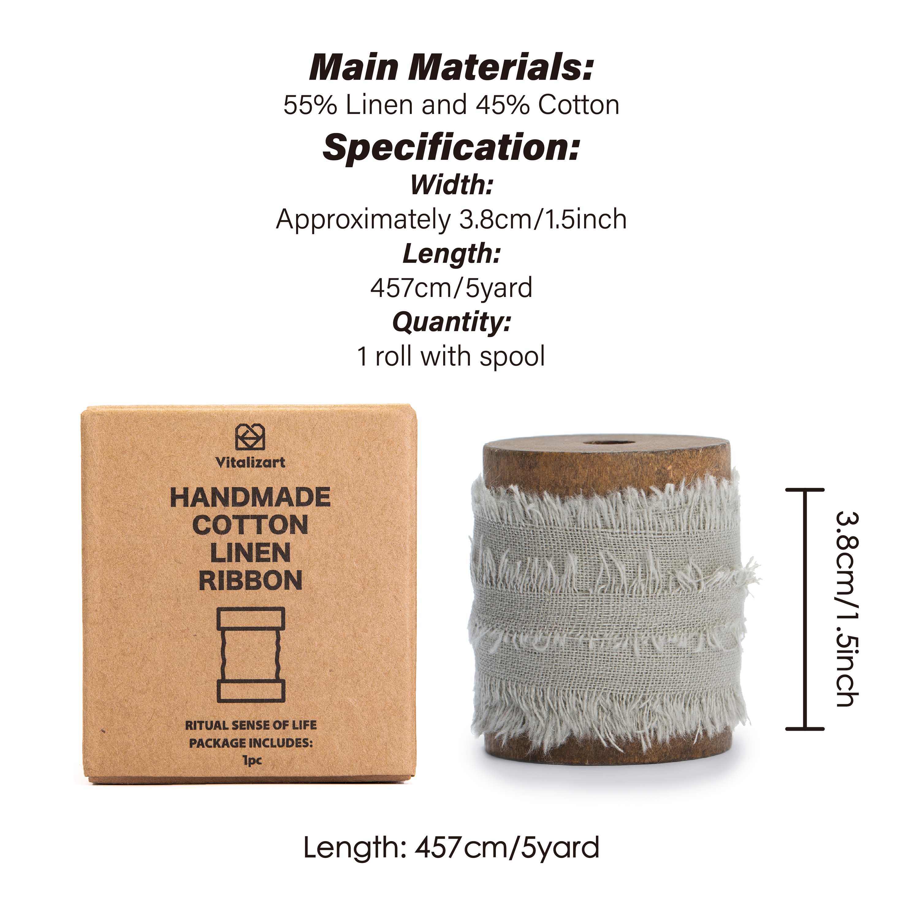Cotton Linen Ribbon 1.5