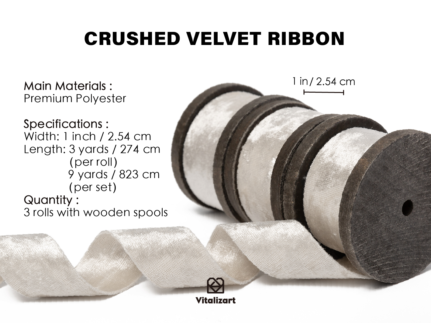 Deluxe Velvet Ribbon Set With Wooden Spool 1