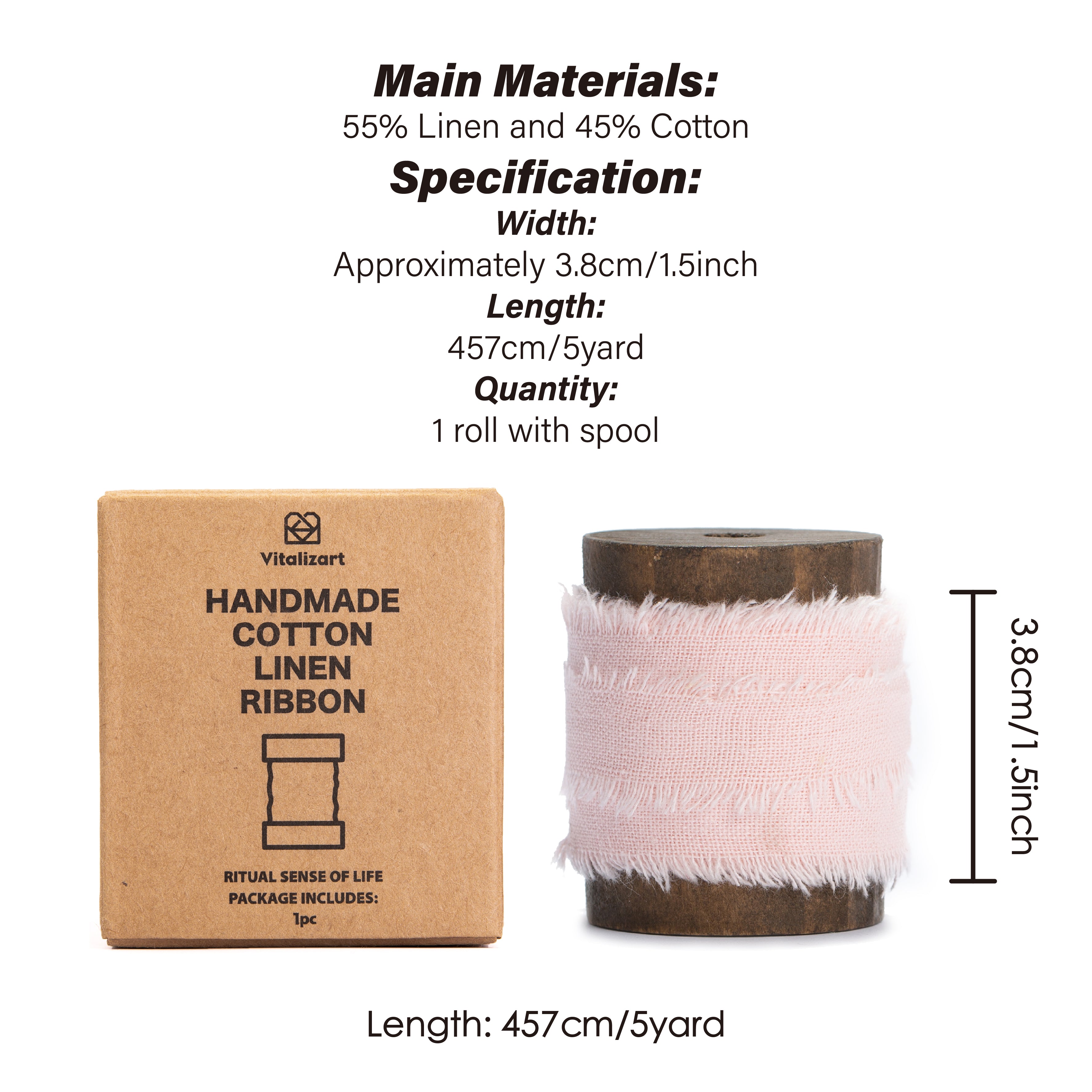 Cotton Linen Ribbon 1.5