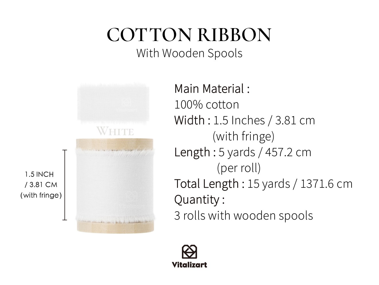 Cotton Ribbon Handmade Fringe 1.5
