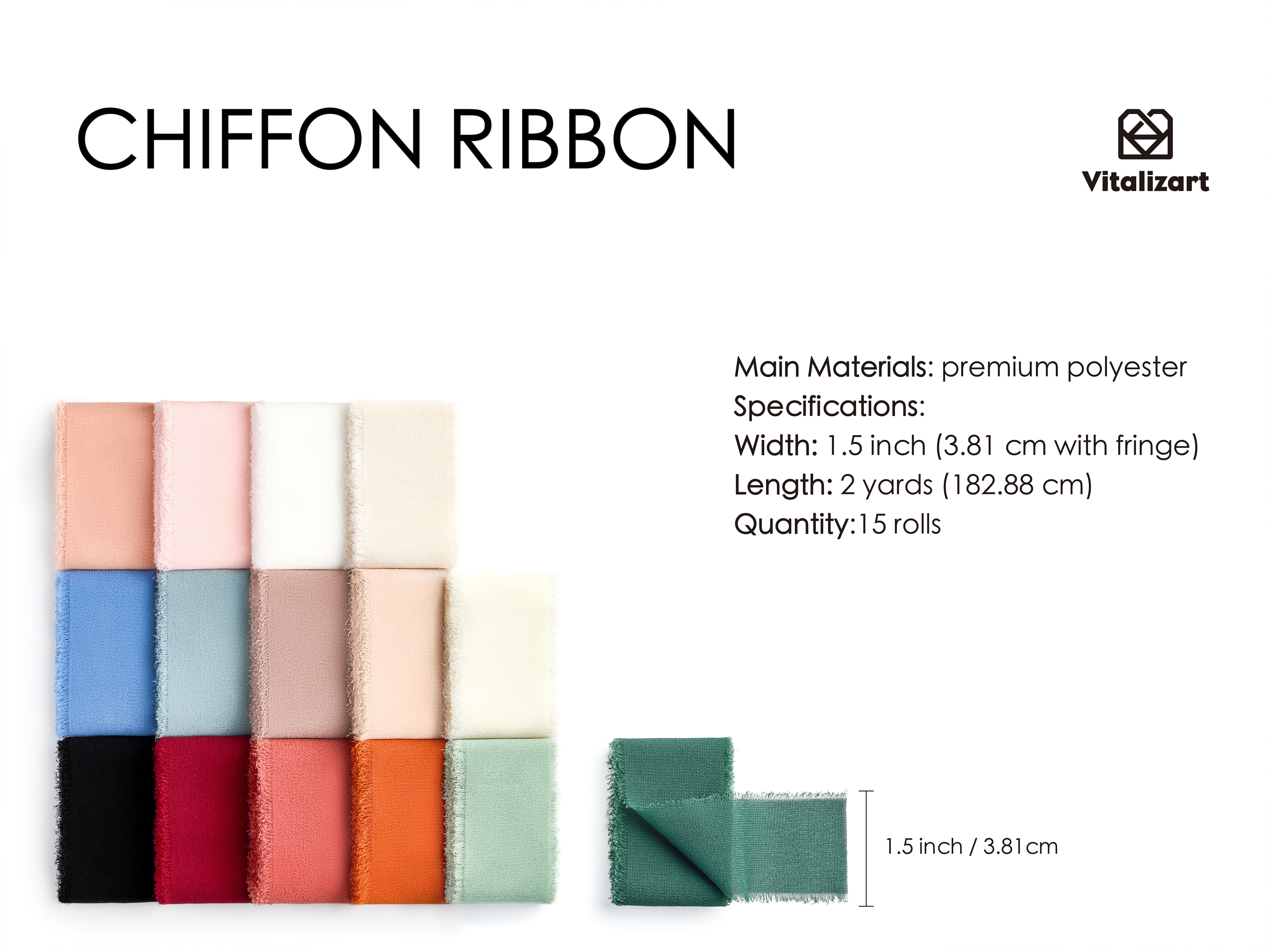 Fringe Chiffon Silk Ribbon 1.5