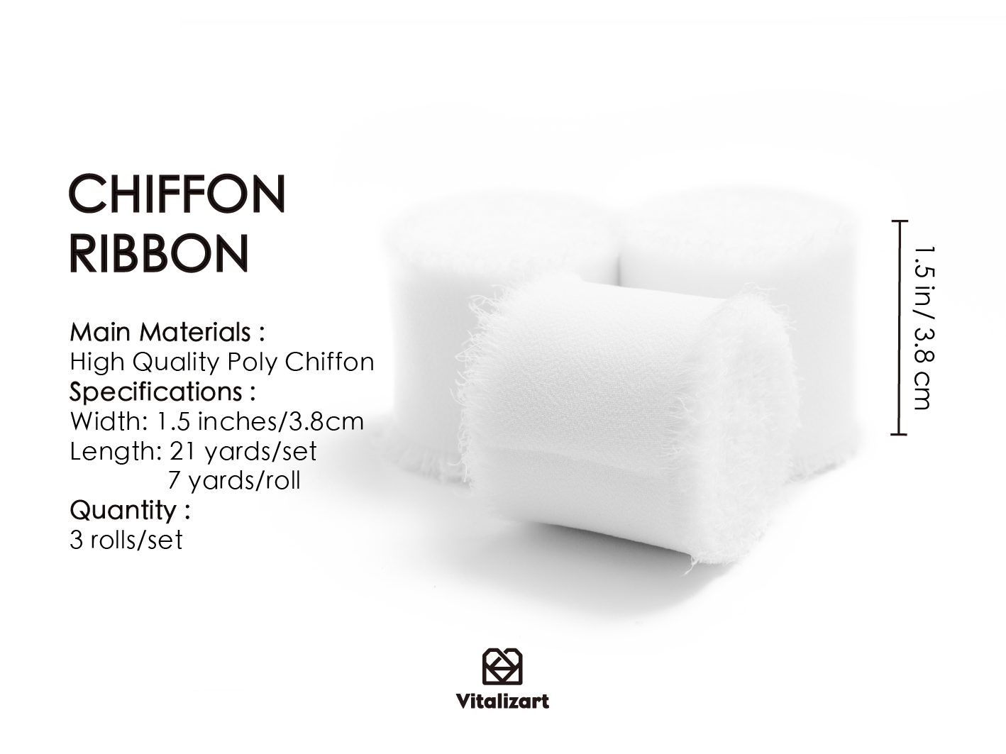 Fringe Chiffon Silk Ribbon 1.5