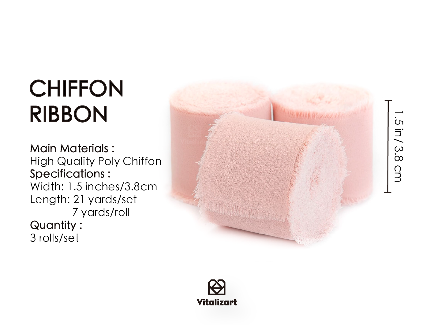 Fringe Chiffon Silk Ribbon 1.5