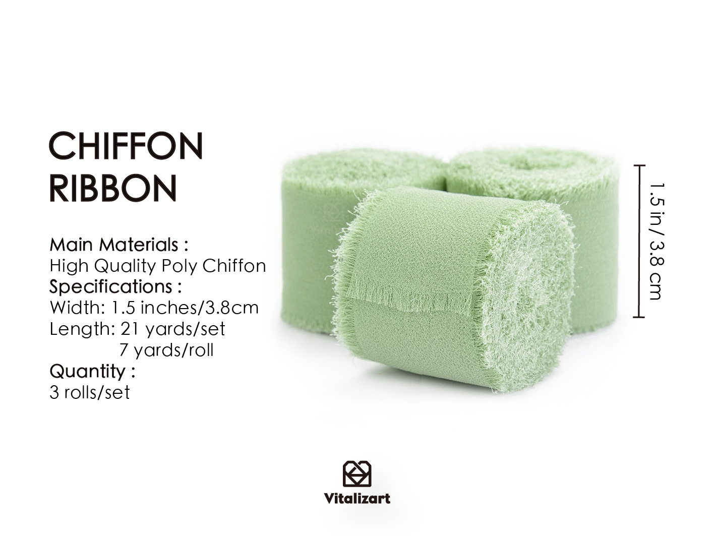 Fringe Chiffon Silk Ribbon 1.5