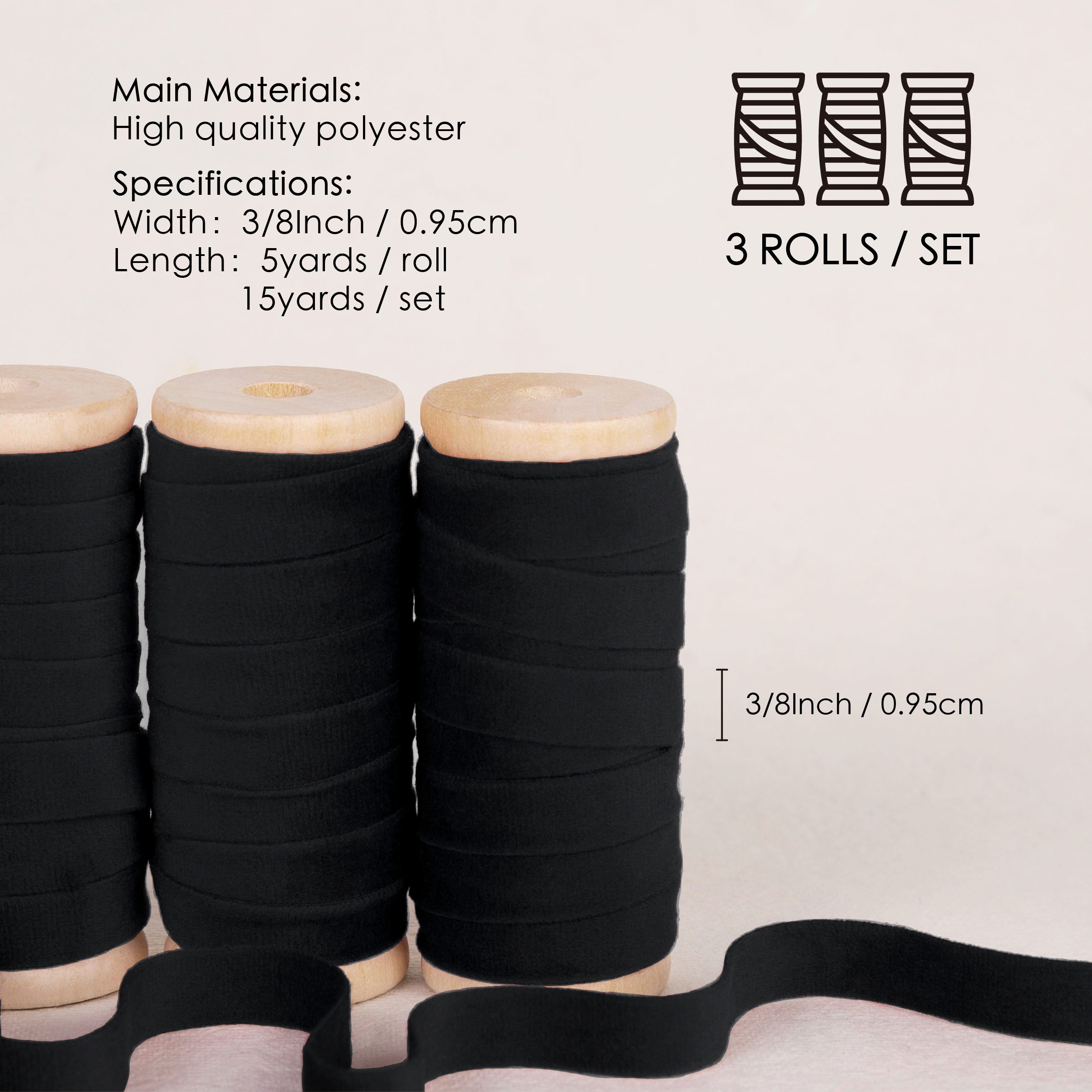 Velvet Ribbon With Wooden Spool 3/8