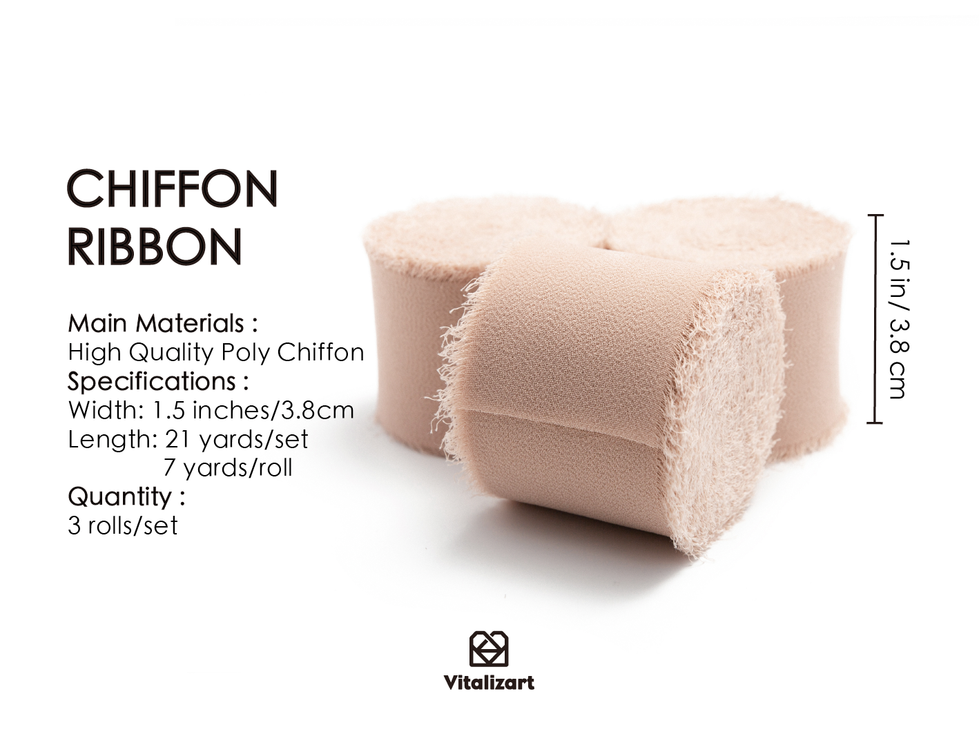 Fringe Chiffon Silk Ribbon 1.5