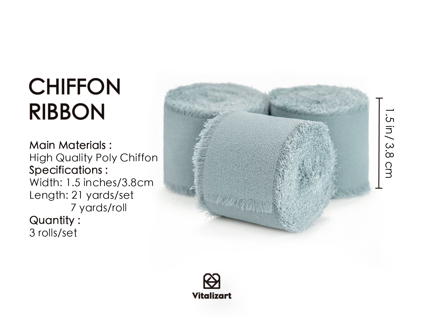 Fringe Chiffon Silk Ribbon 1.5