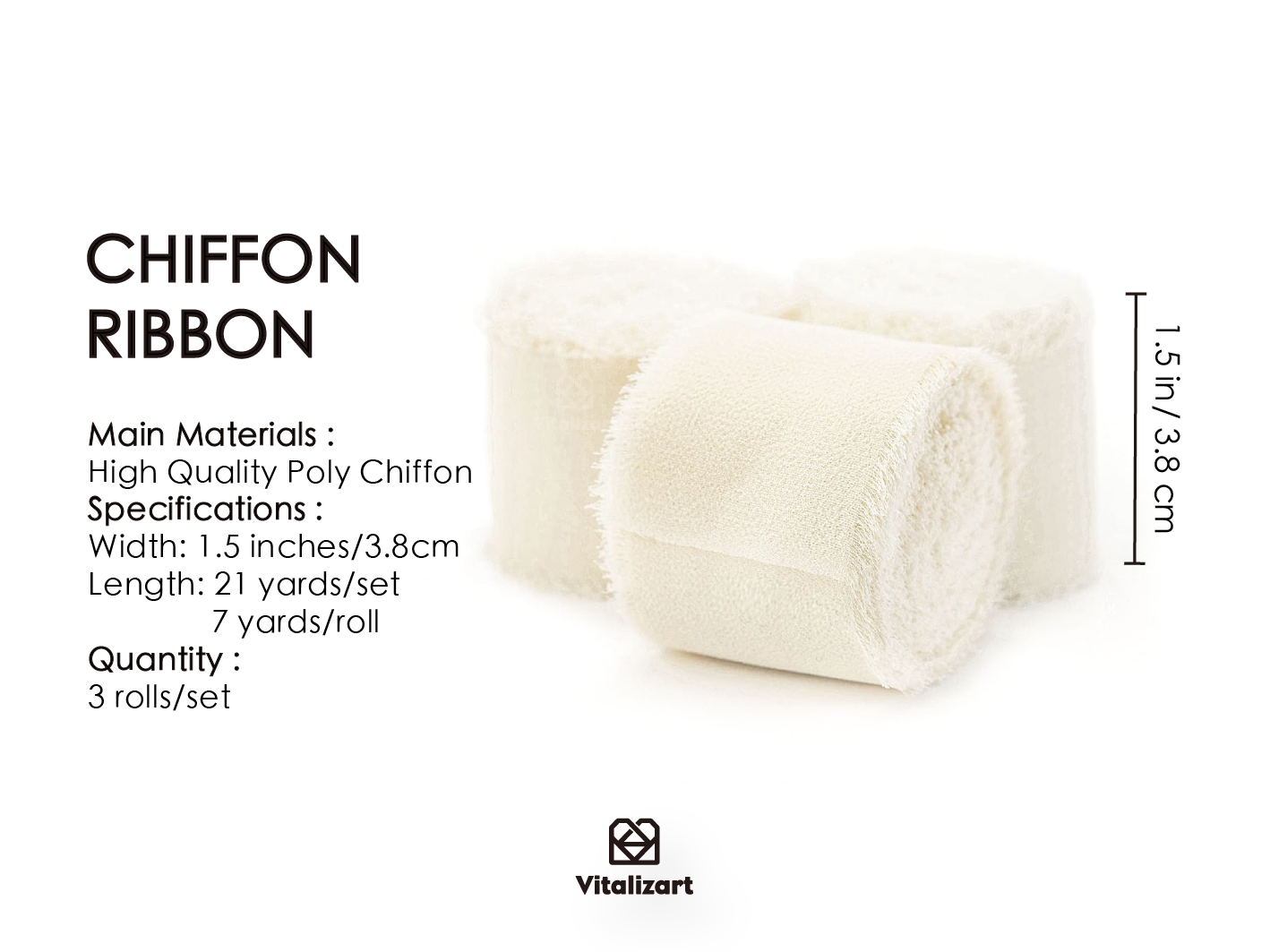 Fringe Chiffon Silk Ribbon 1.5