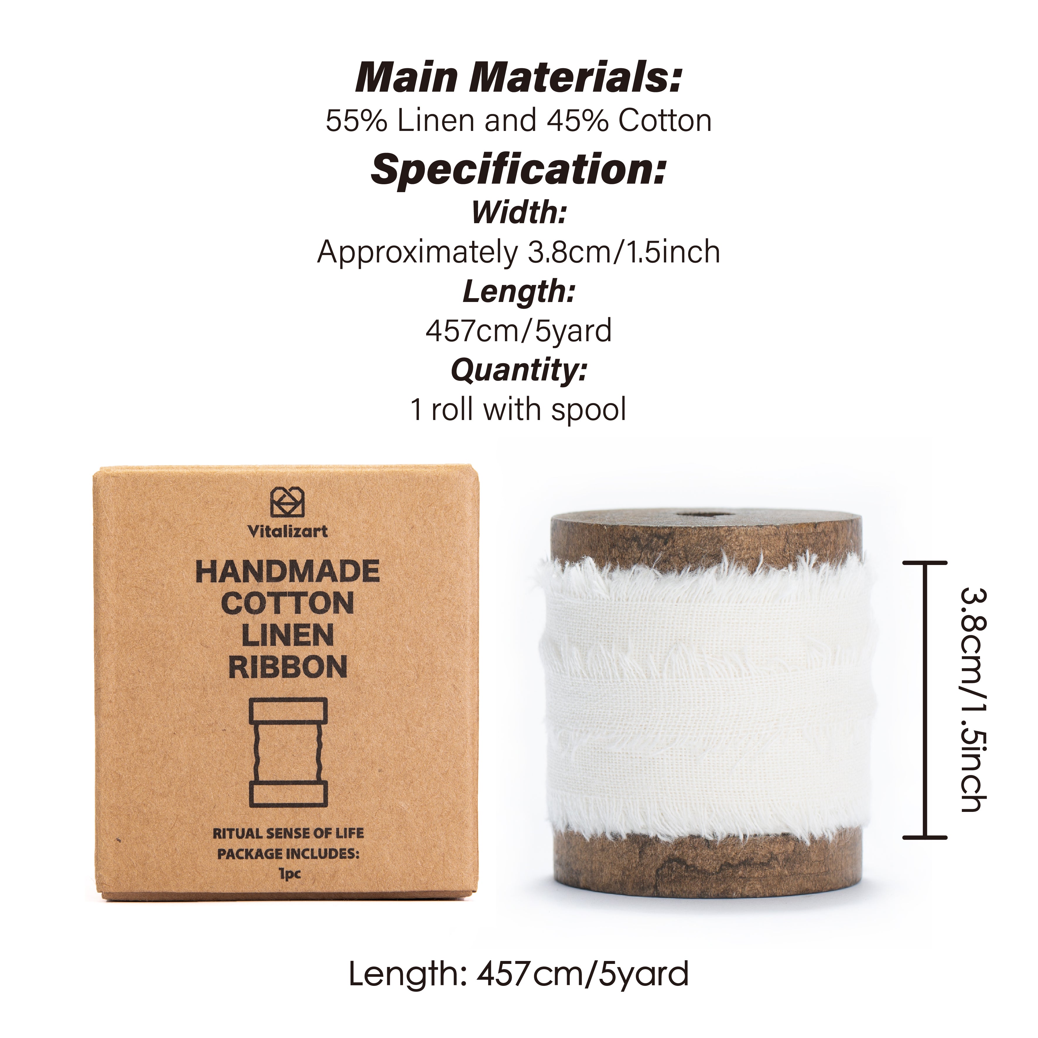 Cotton Linen Ribbon 1.5