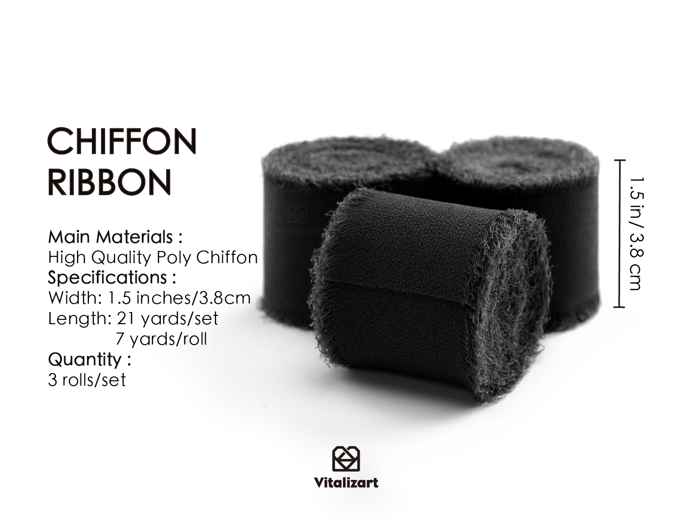 Fringe Chiffon Silk Ribbon 1.5