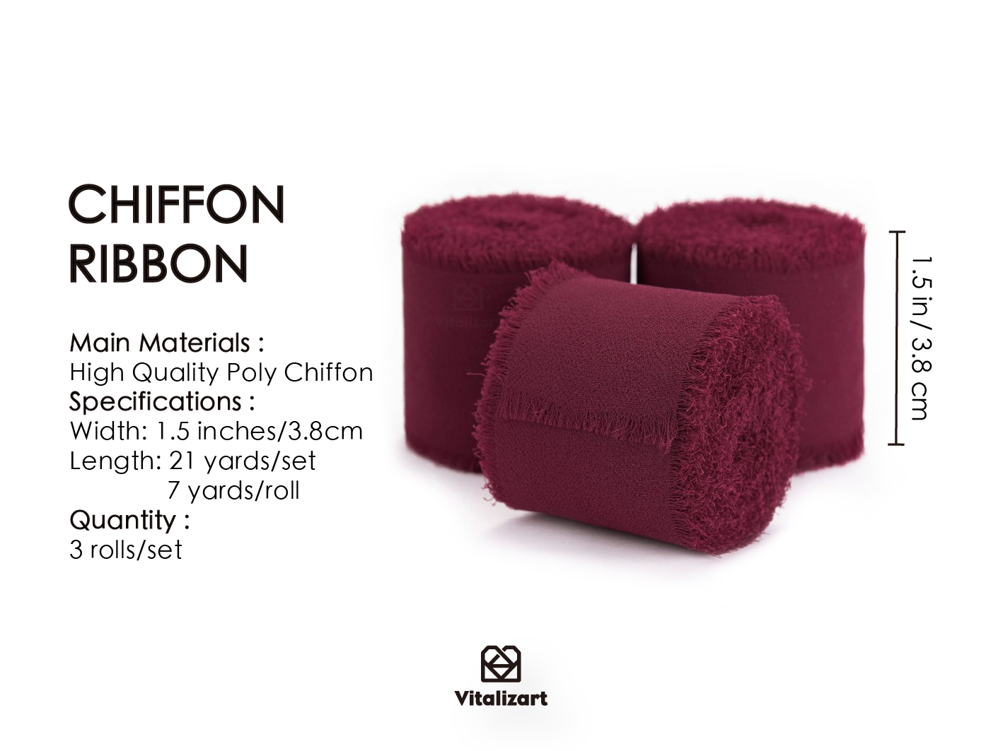 Fringe Chiffon Silk Ribbon 1.5