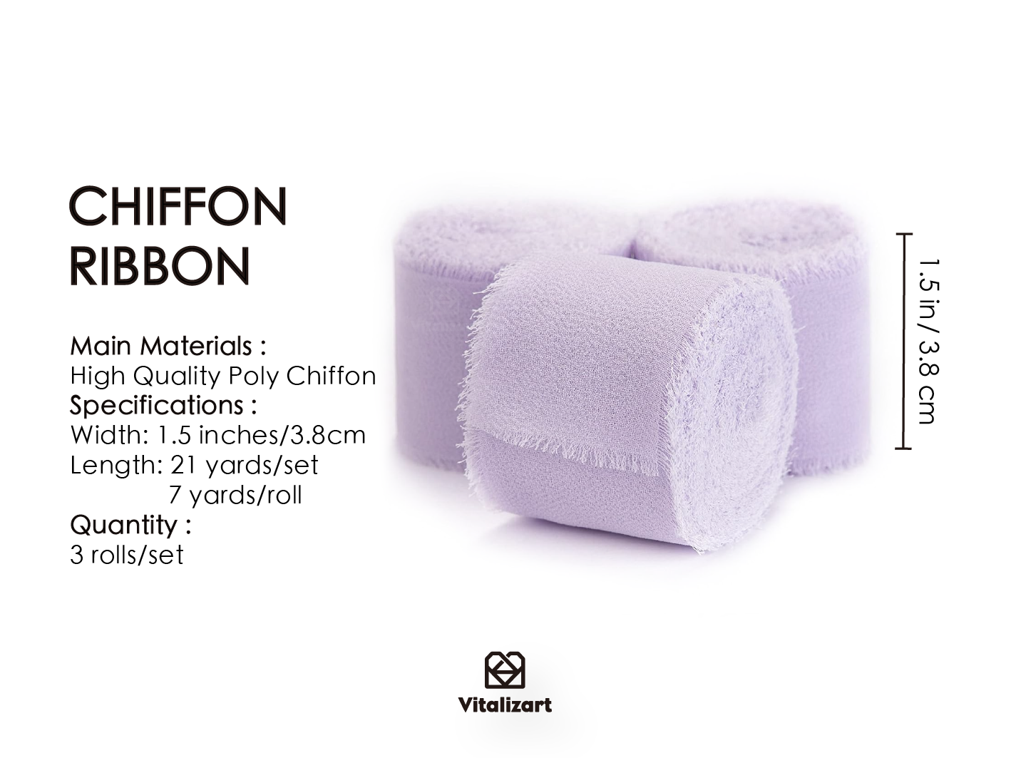 Fringe Chiffon Silk Ribbon 1.5