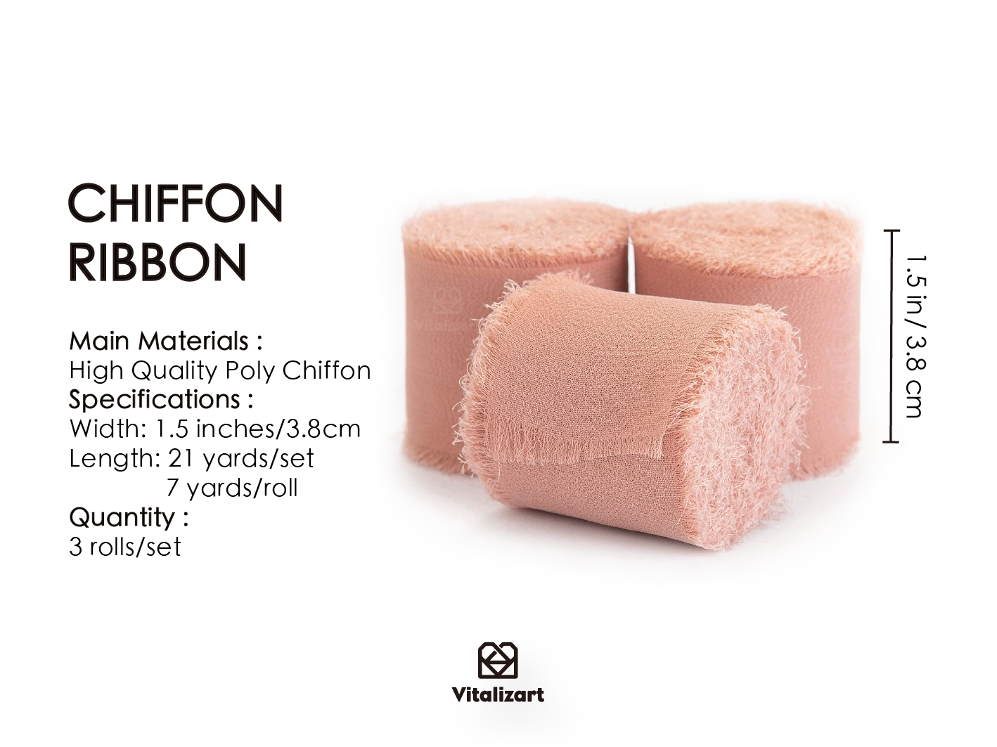 Fringe Chiffon Silk Ribbon 1.5
