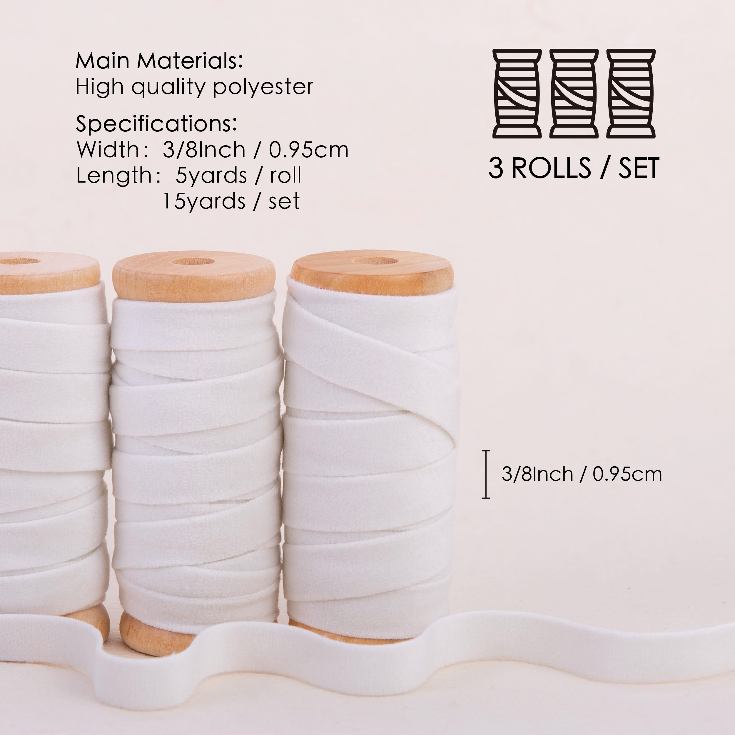 Velvet Ribbon With Wooden Spool 3/8