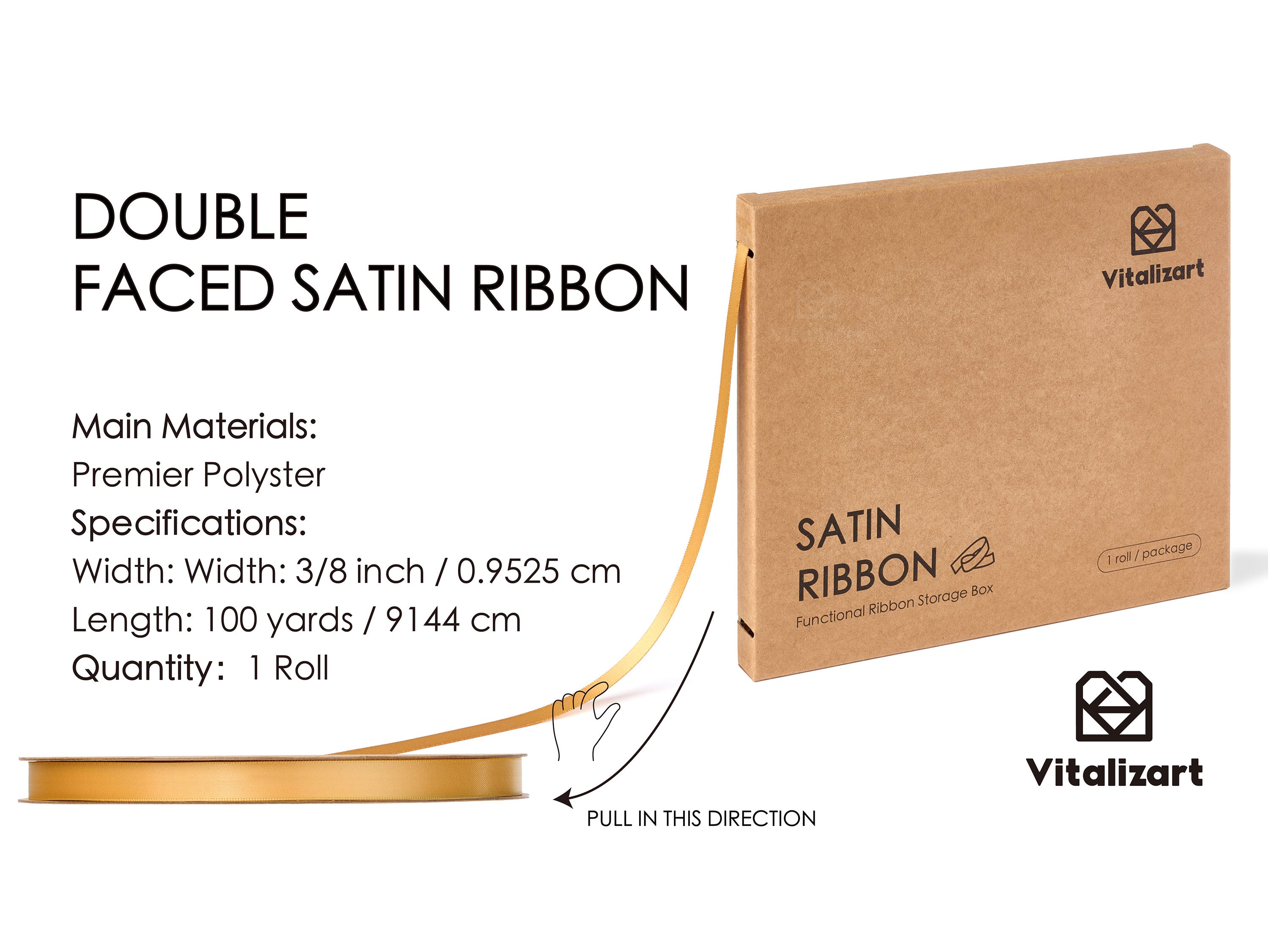 Ribbon for Crafts Double Faced Functional Satin Ribbon 3/8