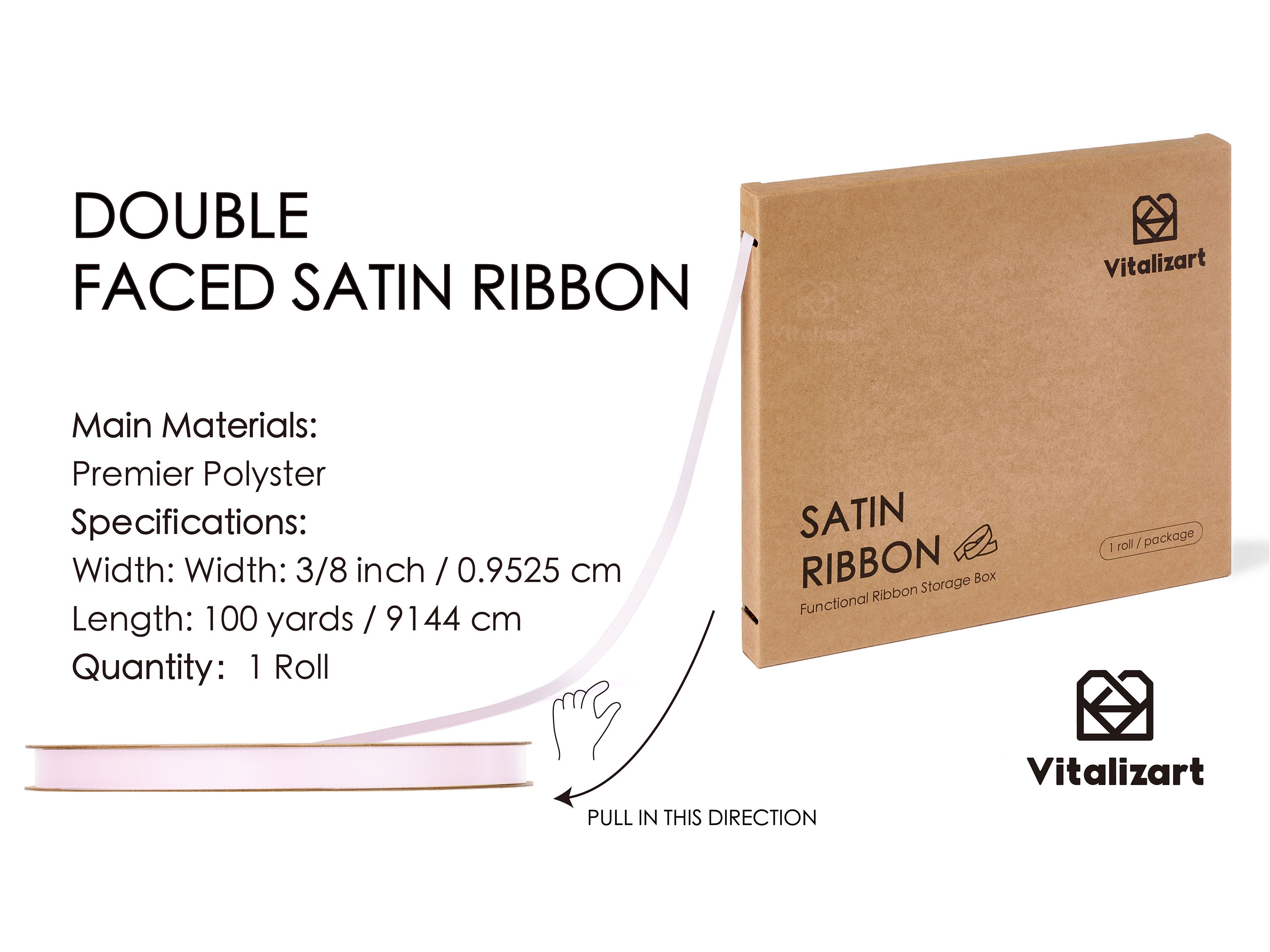 Ribbon for Crafts Double Faced Functional Satin Ribbon 3/8
