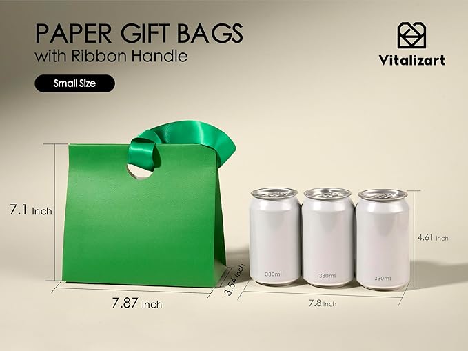 Paper Gift Bags With Ribbon Handles Set of 10 Assorted Colors Bulk Reusable For Gift Wrap 7.87