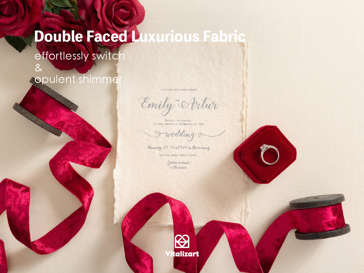 Deluxe Velvet Ribbon Set With Wooden Spool 1