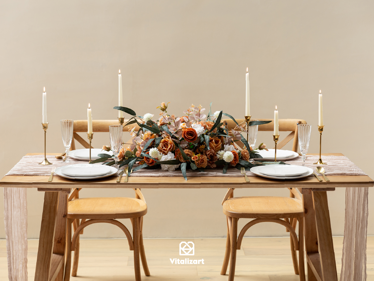 Cheesecloth Table Runner Gauze Boho Rustic 35 x 120 Inches (Beige Nude)