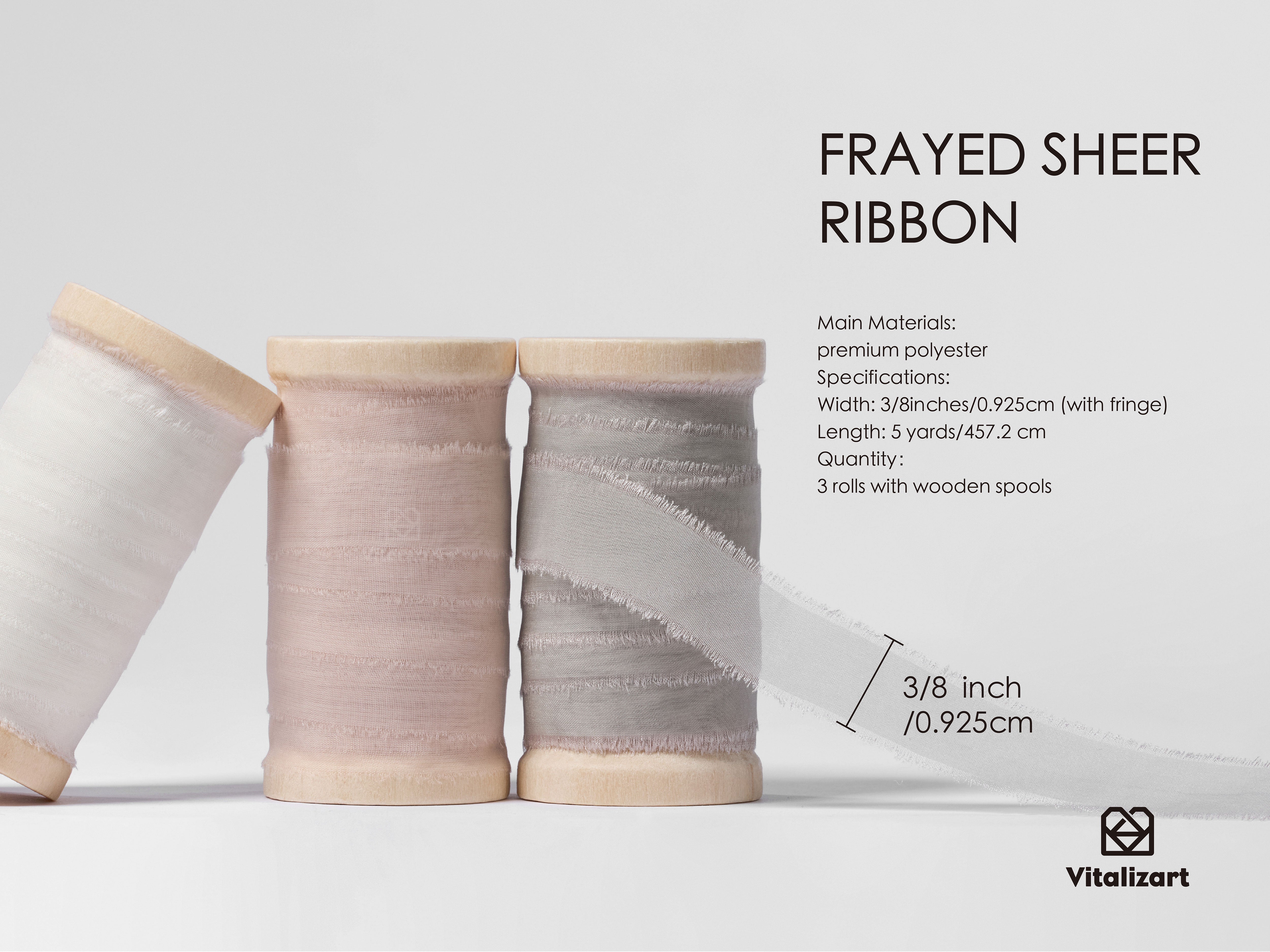 Frayed Edges Silk Like Organza Ribbon 3/8