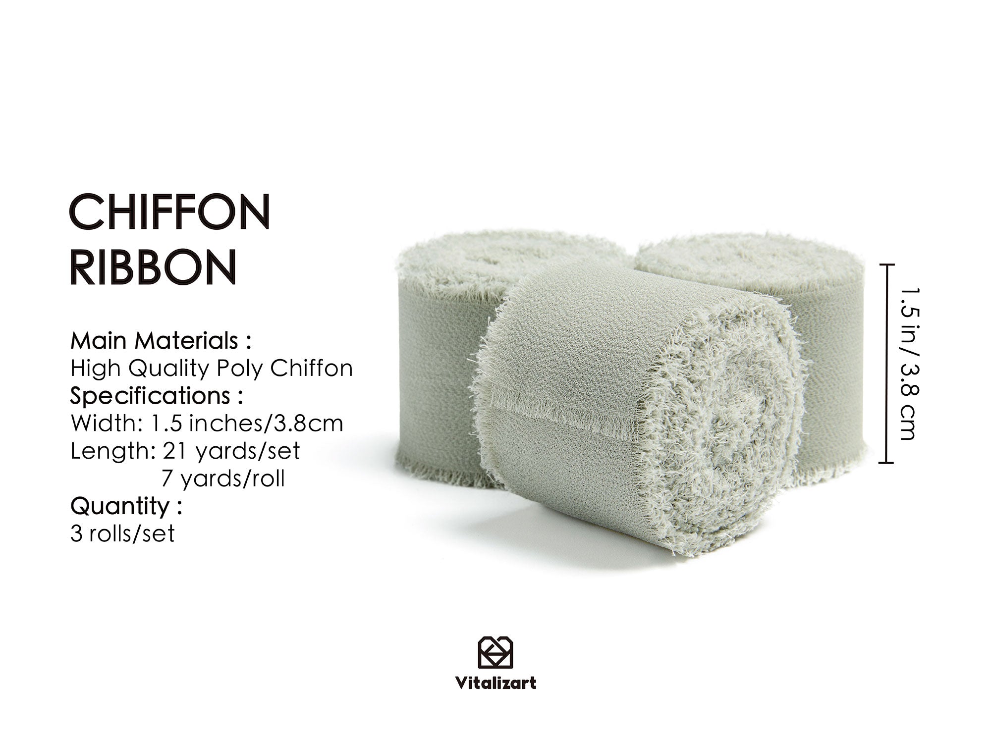 Fringe Chiffon Silk Ribbon 1.5