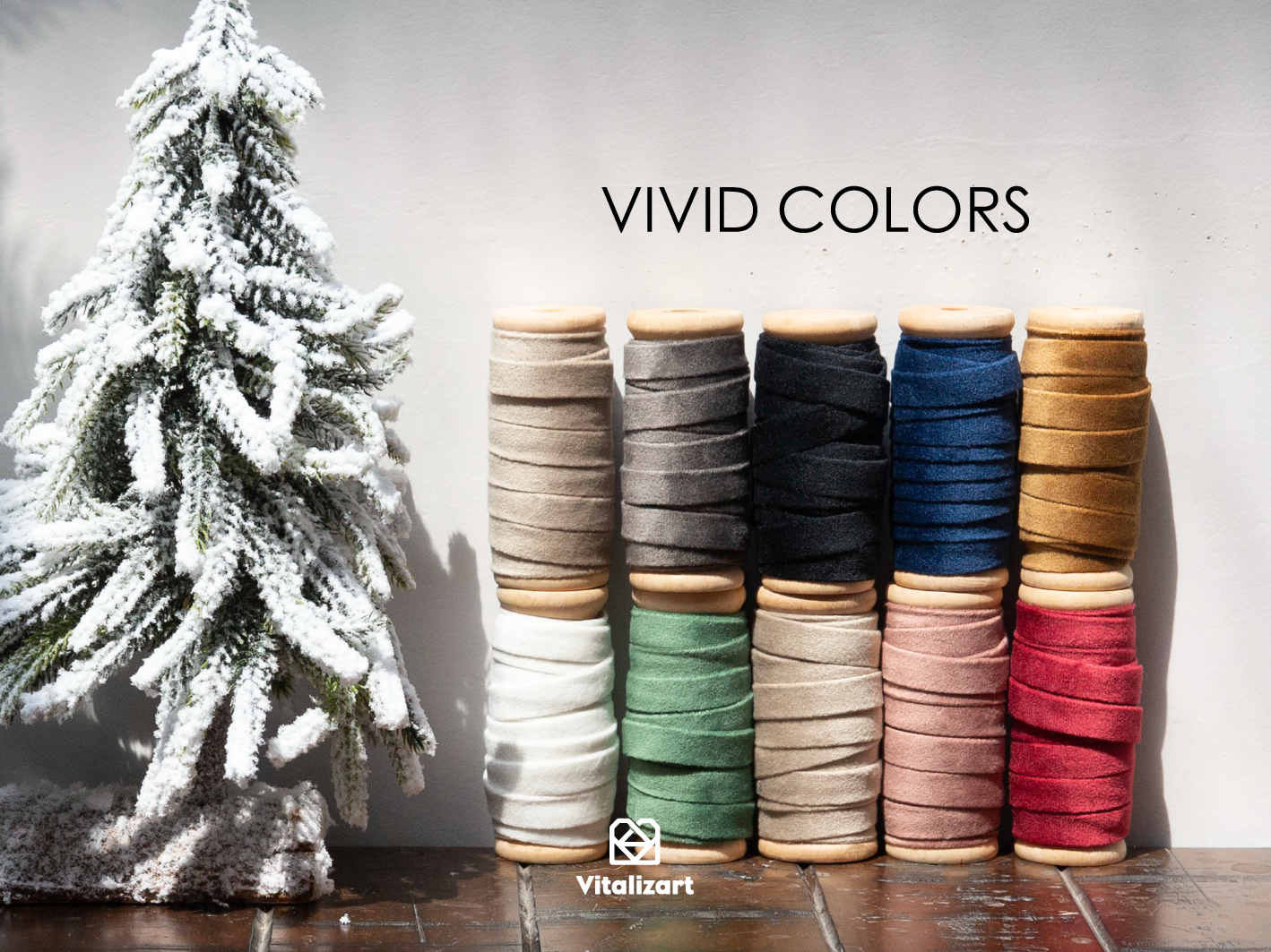 Velvet Ribbon With Wooden Spool 3/8