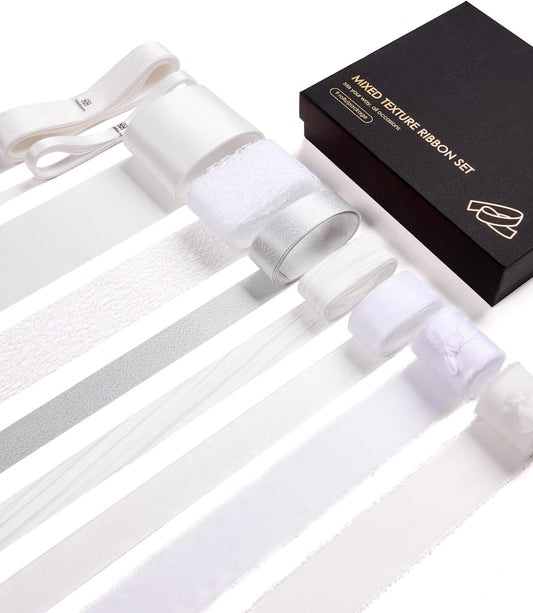 Vitalizart Luxury White Ribbon Set – 30 Yards(White 30 yd)