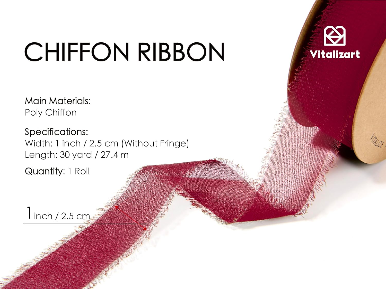Fringe Chiffon Silk Ribbon 1 Roll 1