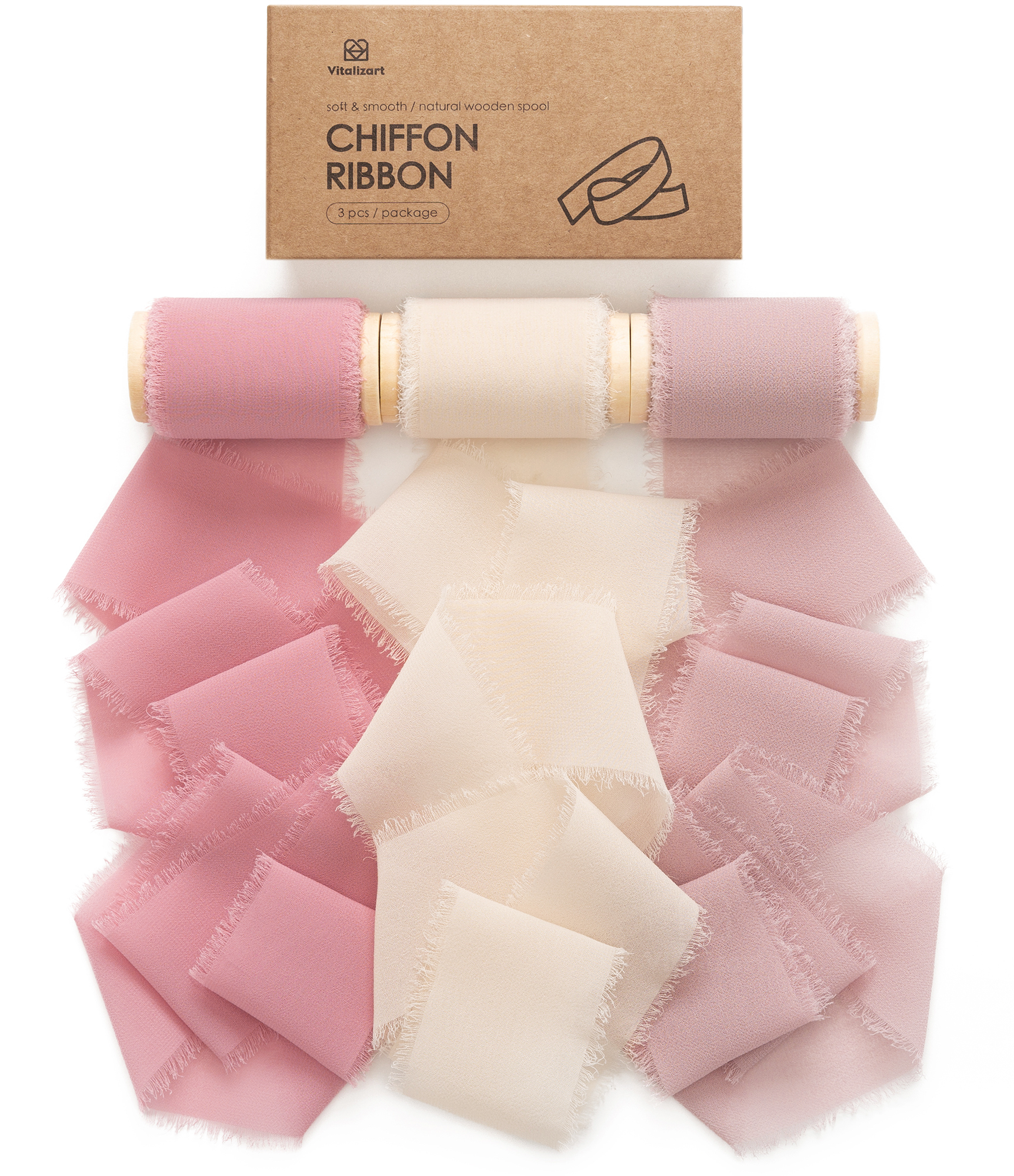 Chiffon Ribbon with Wooden Spool 2