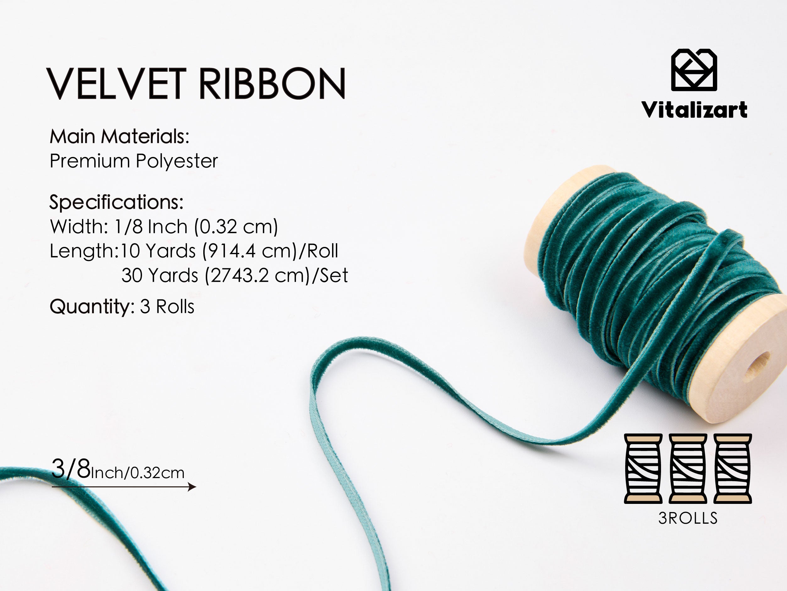 Thin Velvet Ribbon 1/8