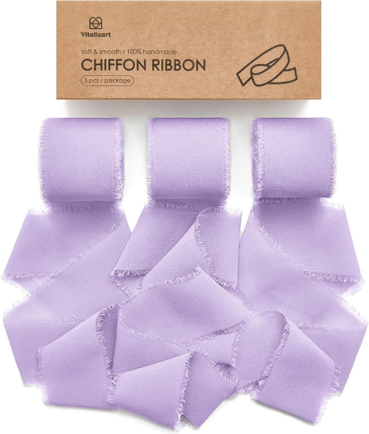 Fringe Chiffon Silk Ribbon 1.5" x 21Yd (Lavender)