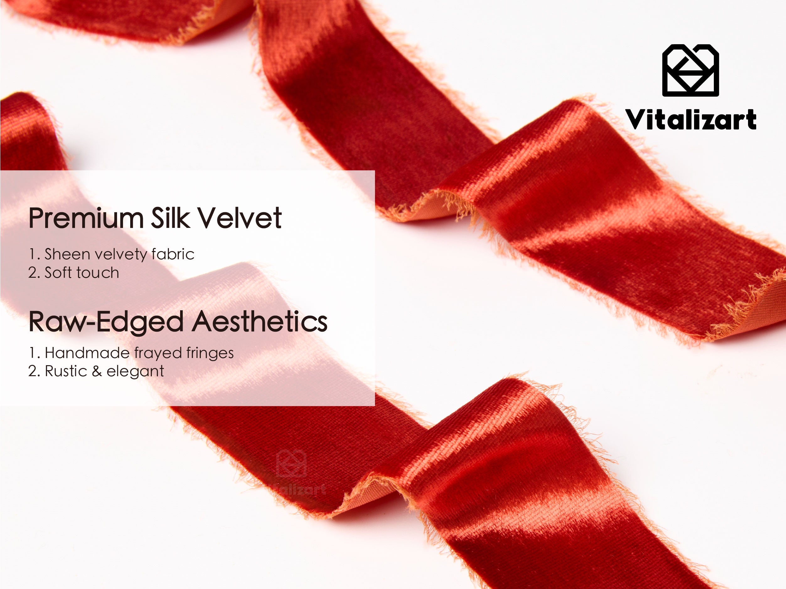 Frayed Edges Glossy Velvet Ribbon For Christmas 1.5